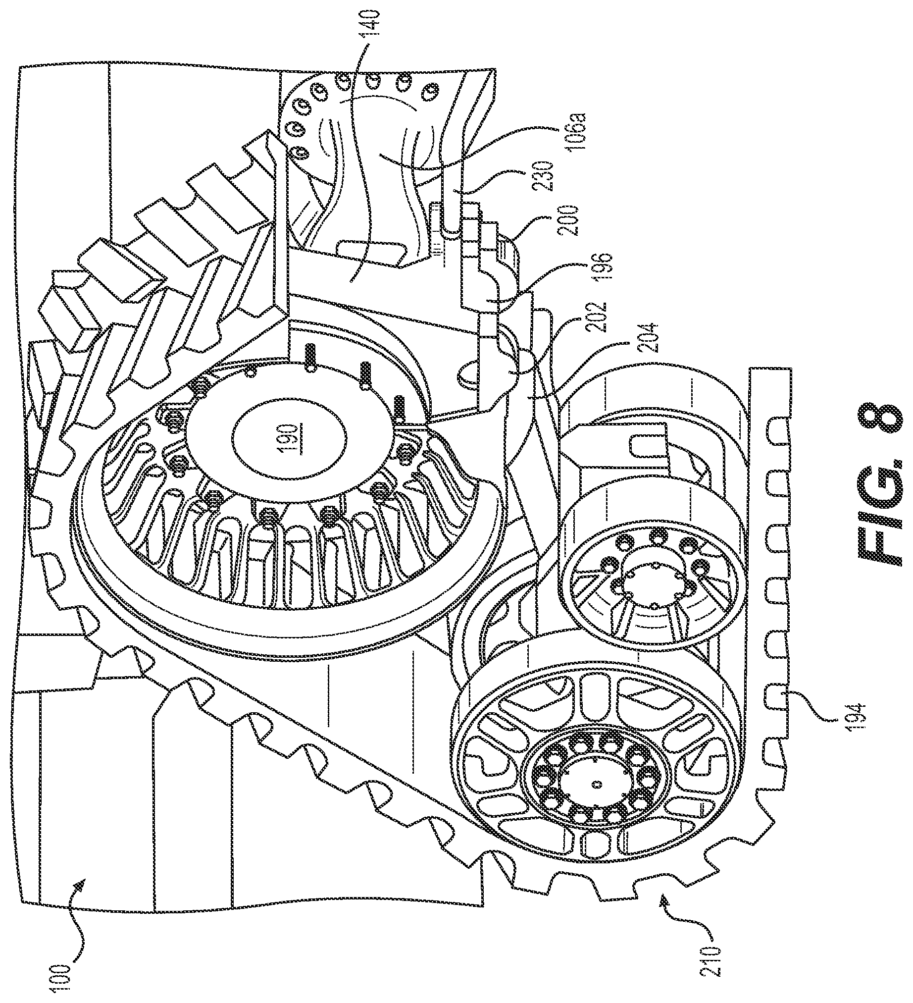 Patent US11772702 Figure 8 – Steering knuckle gearbox assembly