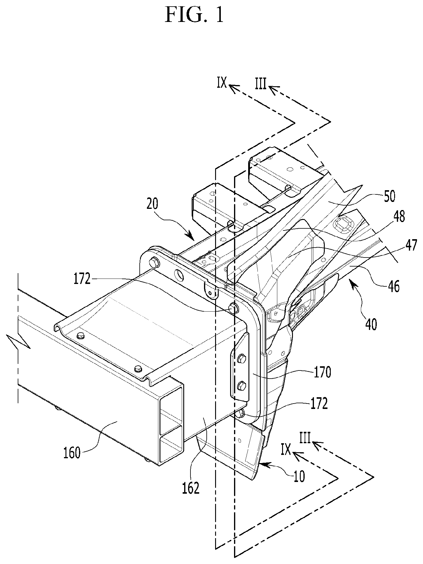 Patent US11772704 Figure 1 – Front body structure