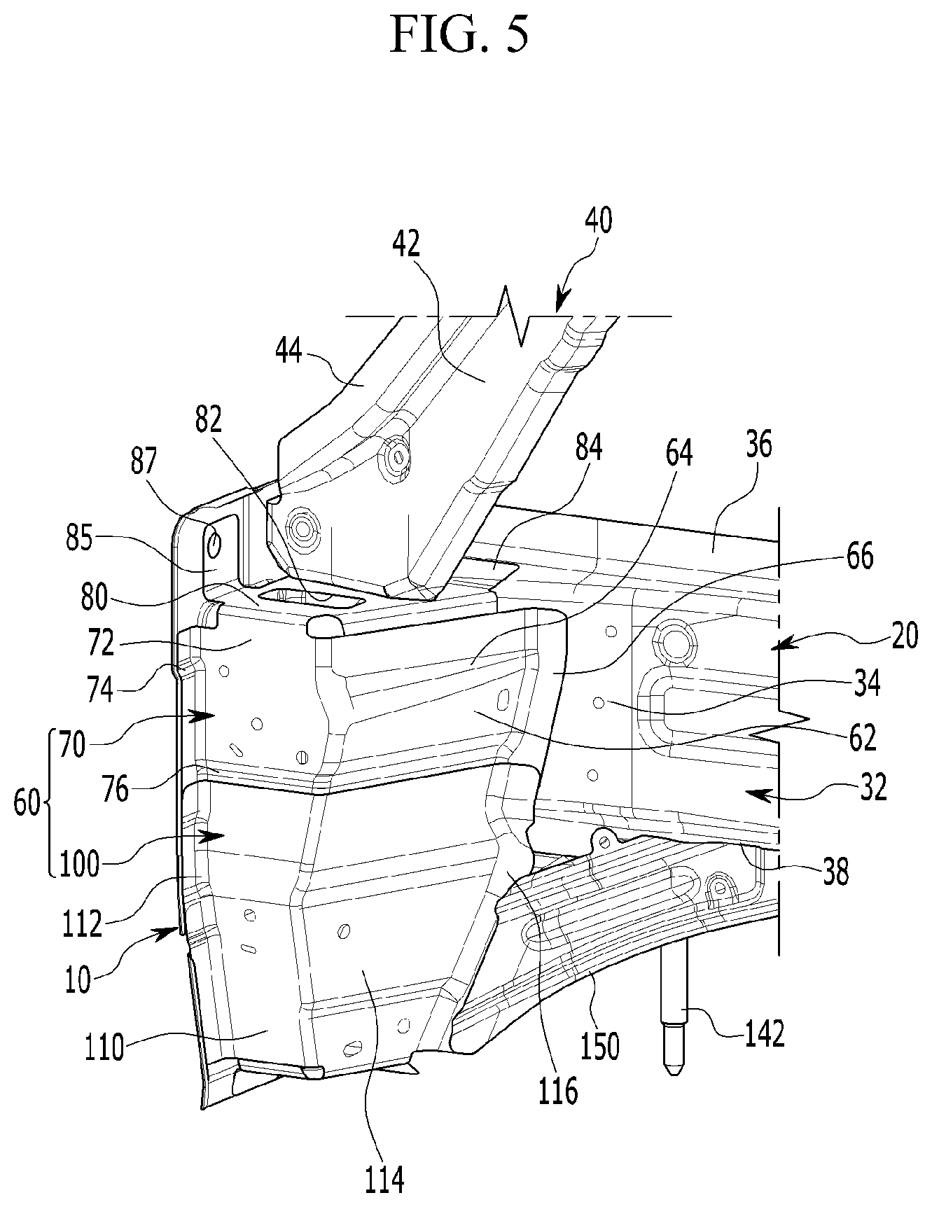 Patent US11772704 Figure 5 – Front body structure