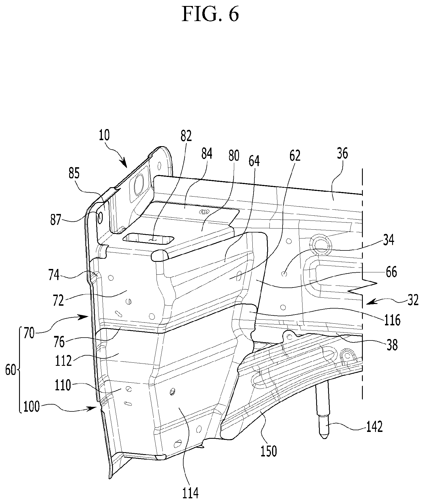 Patent US11772704 Figure 6 – Front body structure