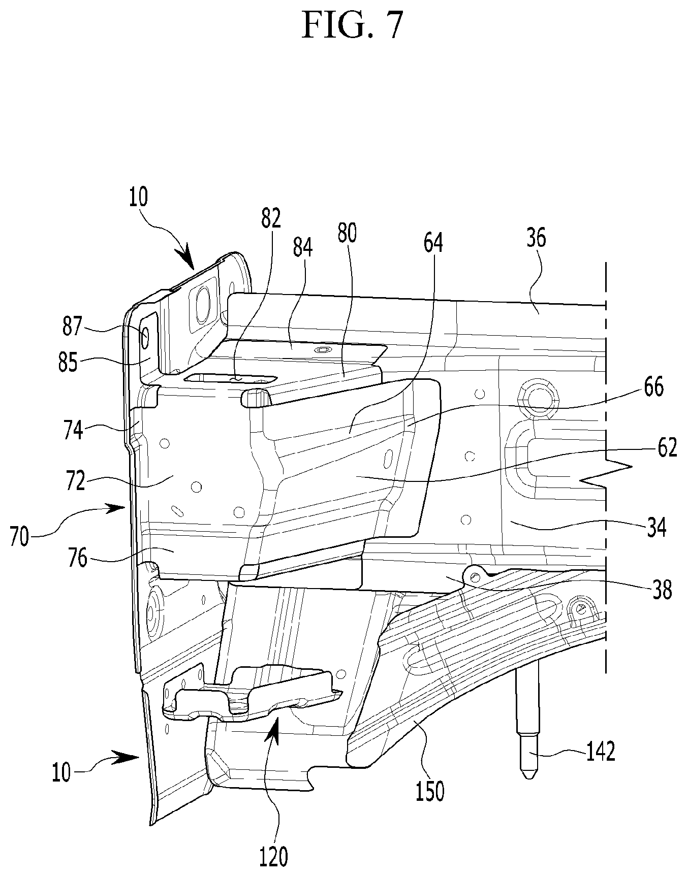 Patent US11772704 Figure 7 – Front body structure