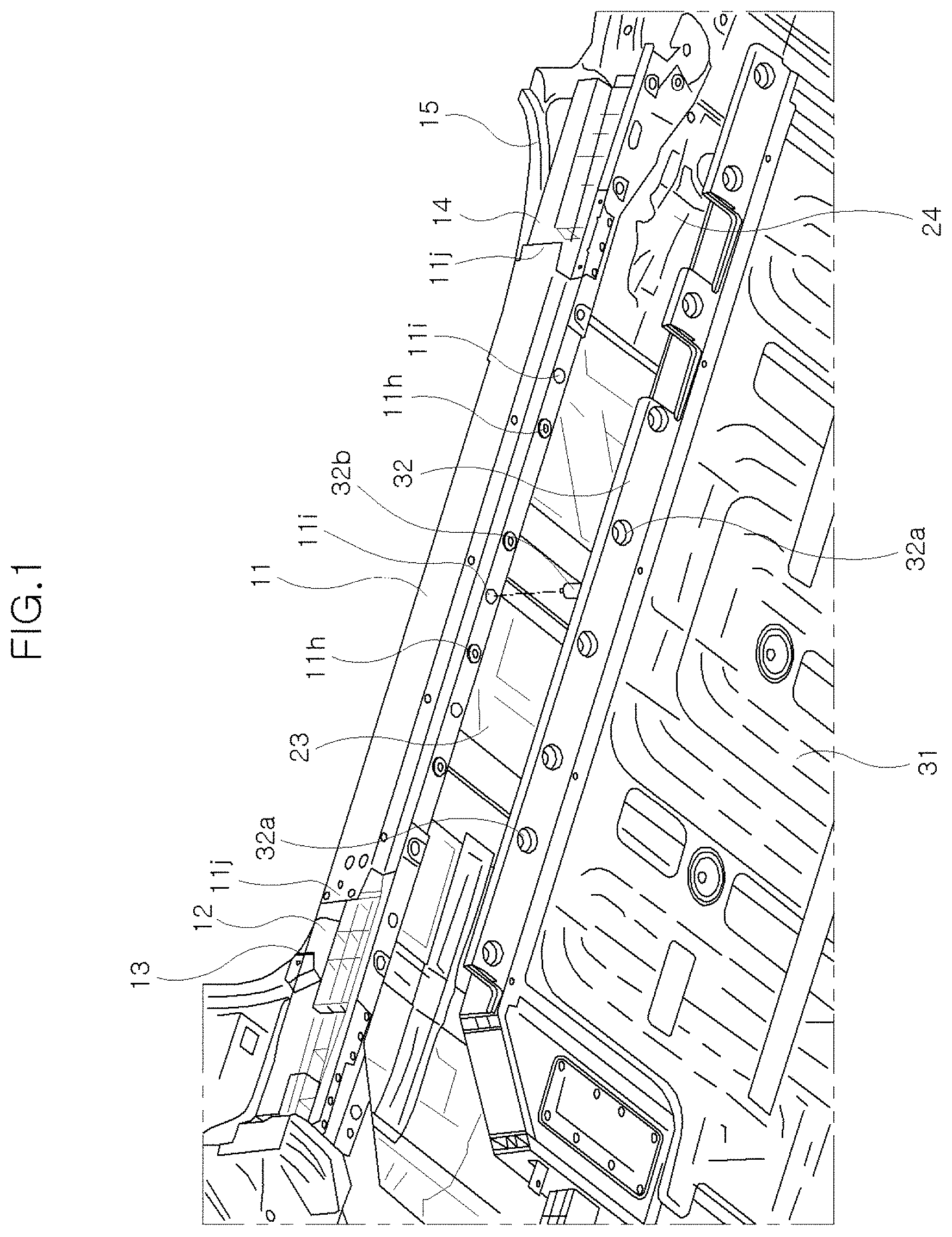 Patent US11772705 Figure 1 – Side sill assembly for eco-friendly vehicle