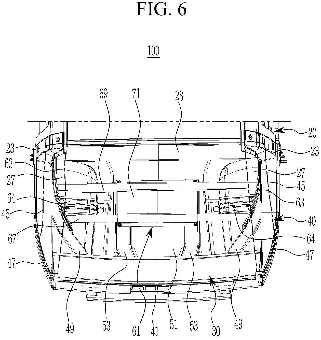 Patent US11772708 Figure 6 – Front vehicle body structure