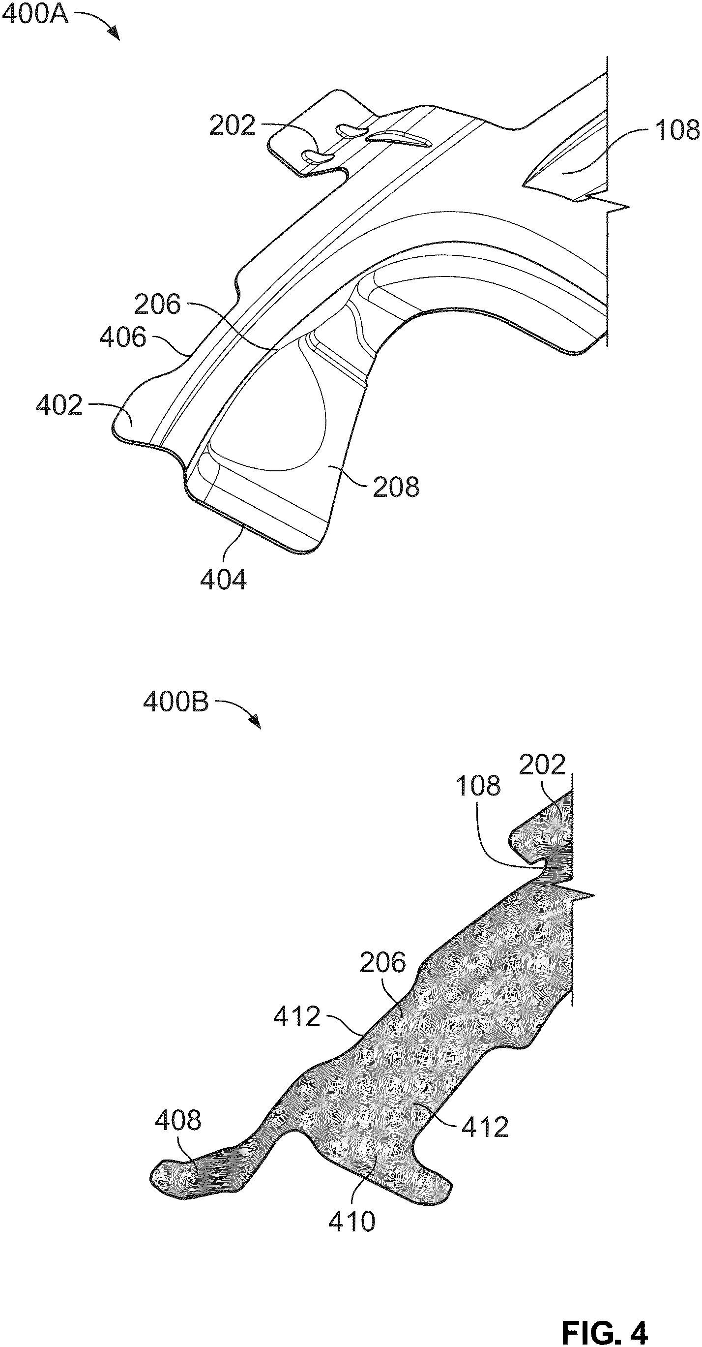 Patent US11772710 Figure 4 – Optimized vehicle hood for impact protection