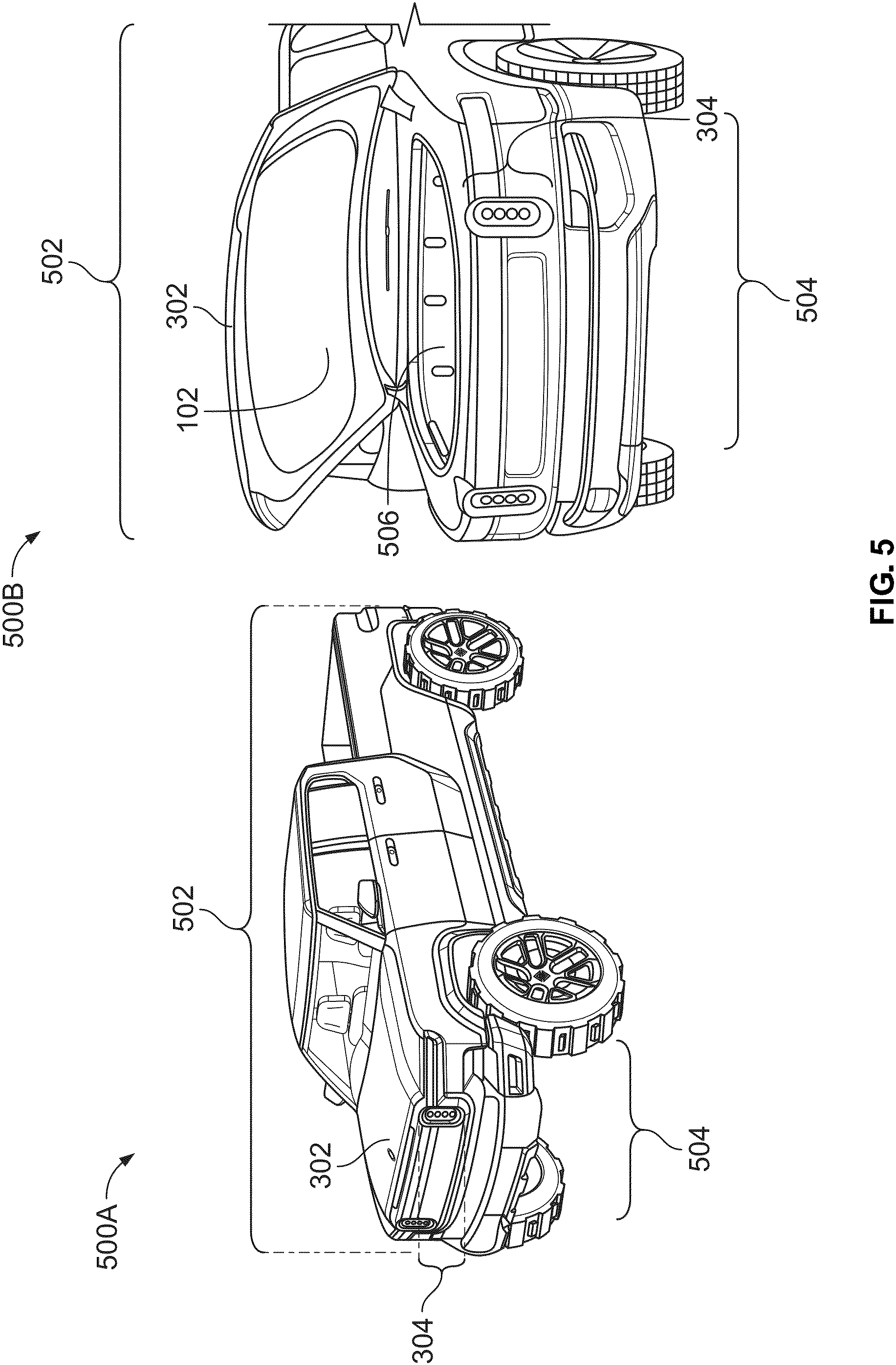 Patent US11772710 Figure 5 – Optimized vehicle hood for impact protection