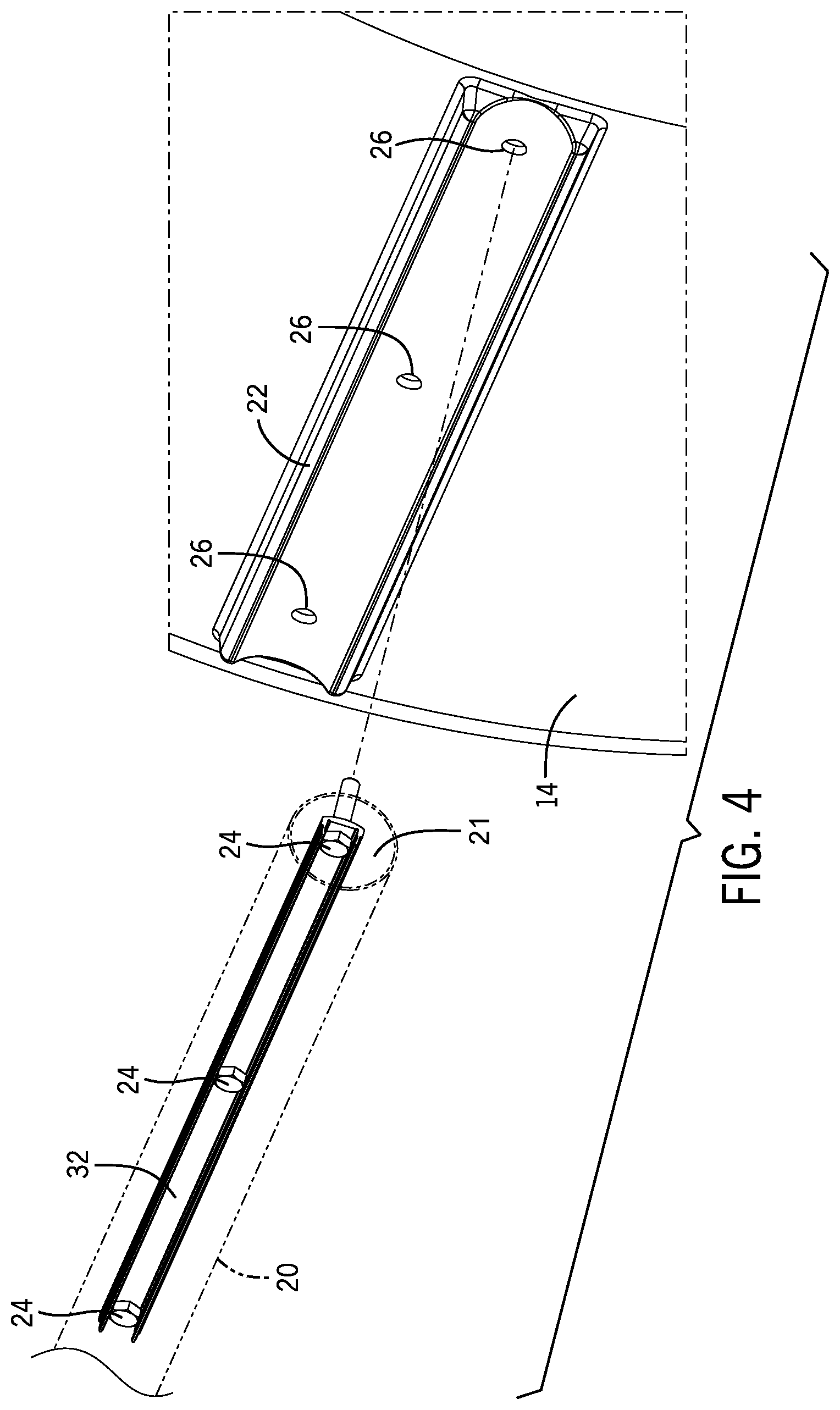 Patent US11772711 Figure 3 – Fender support arm with bolt-retaining strip