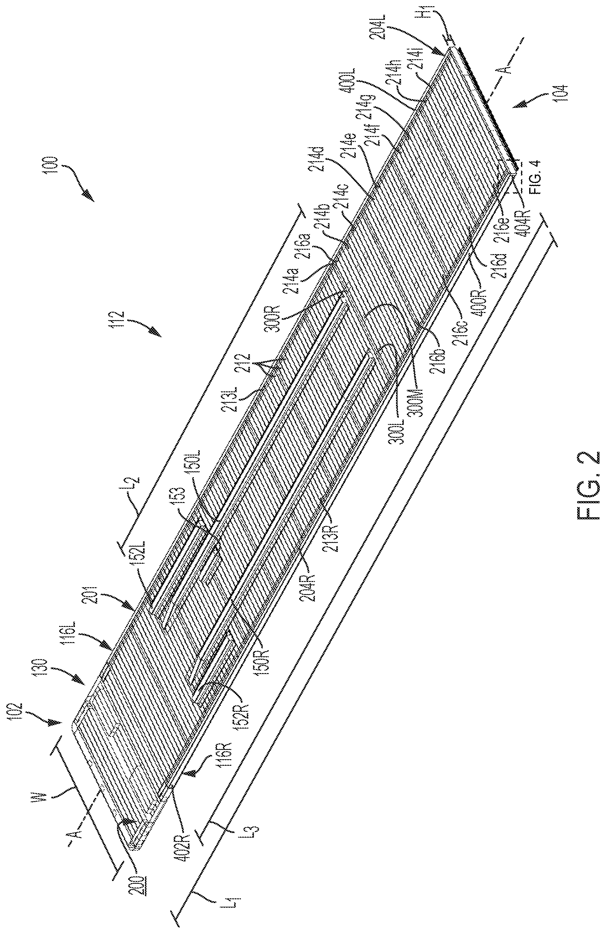 Patent US11772712 Figure 2 – Composite floor with integrated conduit