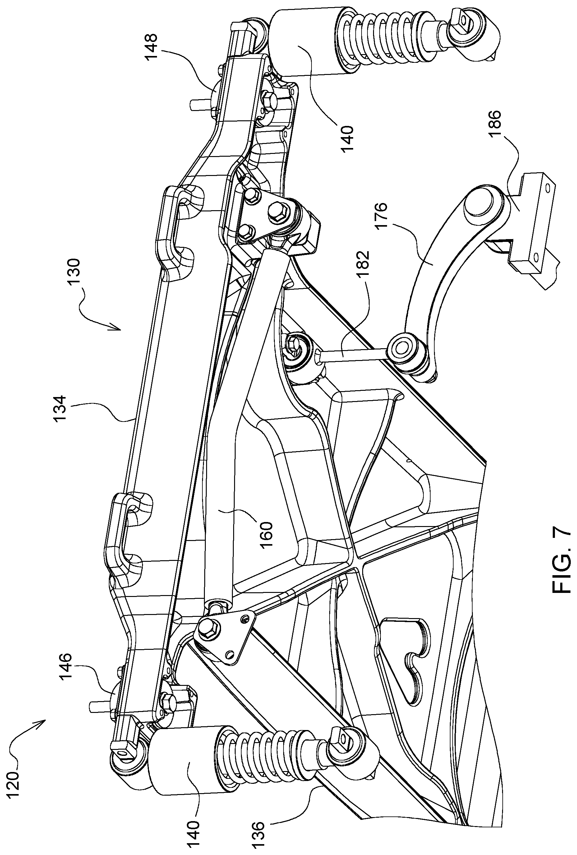 Patent US11772716 Figure 7 – Suspension system for an operator station of a work vehicle