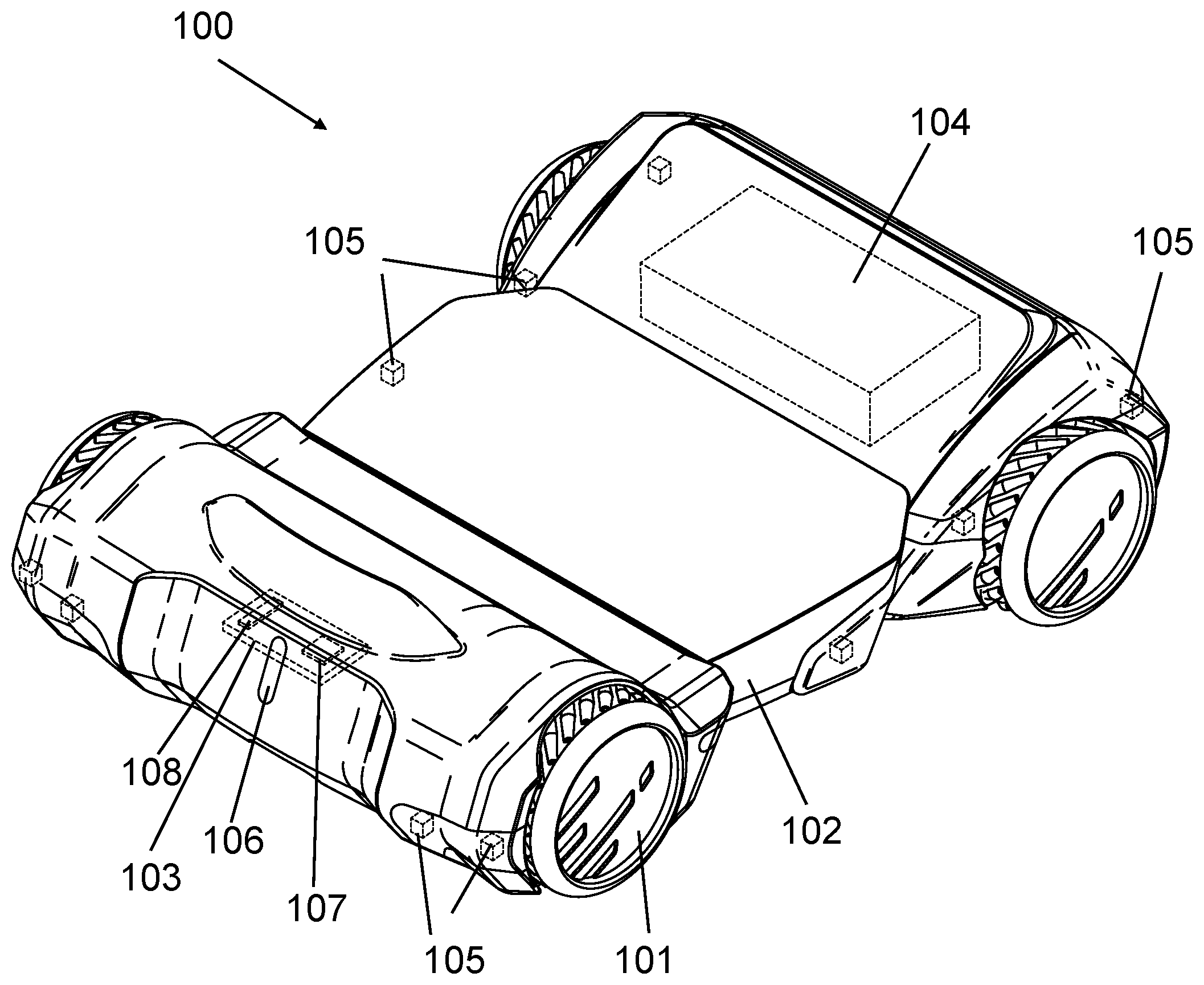 Patent US11772717 Figure 1 – Autonomous versatile vehicle system