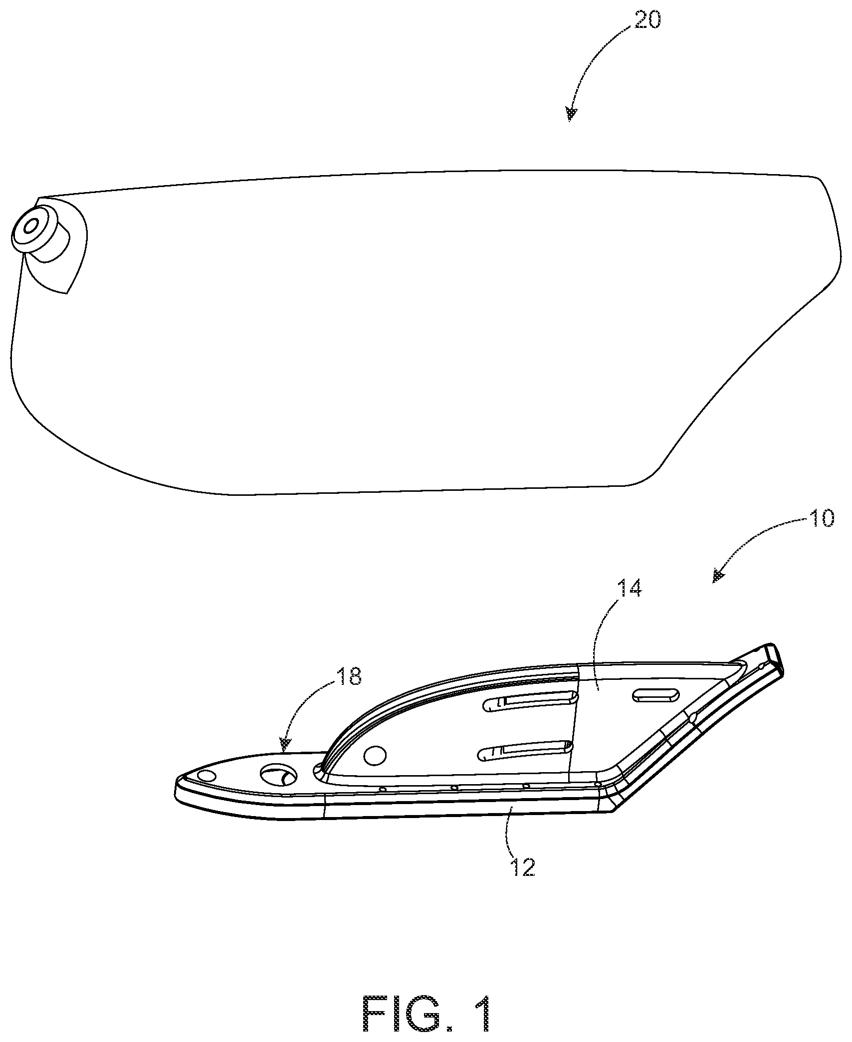 Patent US11772734 Figure 1 – Aero-shaped cageless bicycle water bottle and internal mount