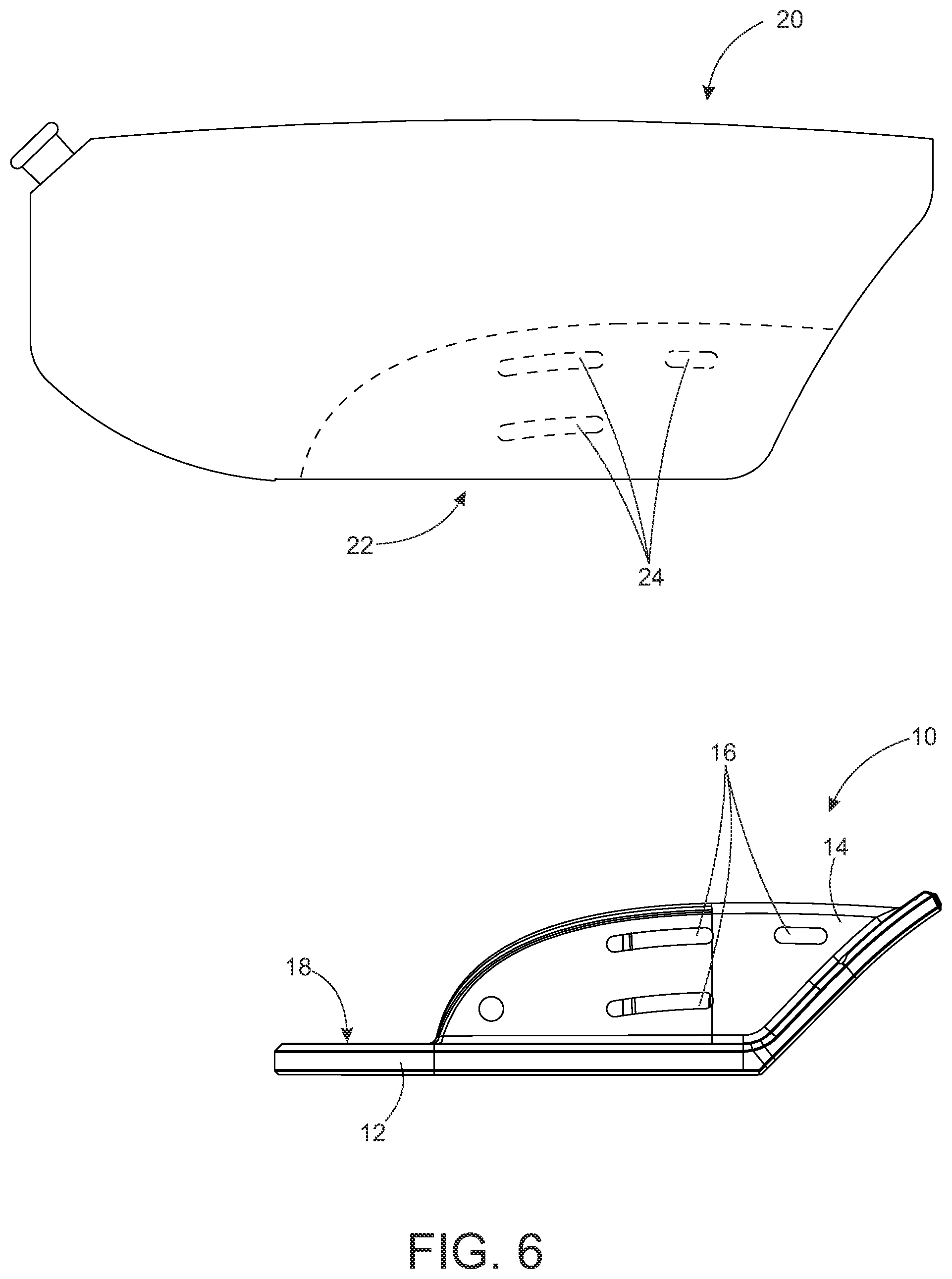 Patent US11772734 Figure 6 – Aero-shaped cageless bicycle water bottle and internal mount