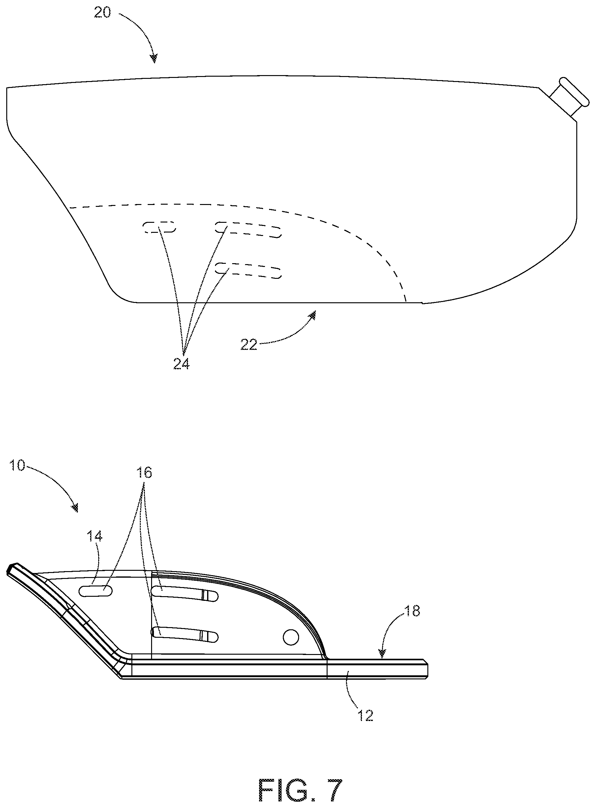 Patent US11772734 Figure 7 – Aero-shaped cageless bicycle water bottle and internal mount
