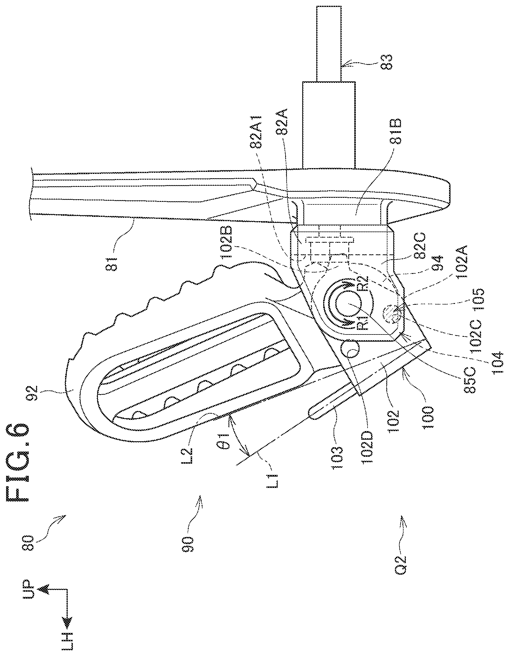 Patent US11772735 Figure 6 – Main step structure for saddle riding vehicle