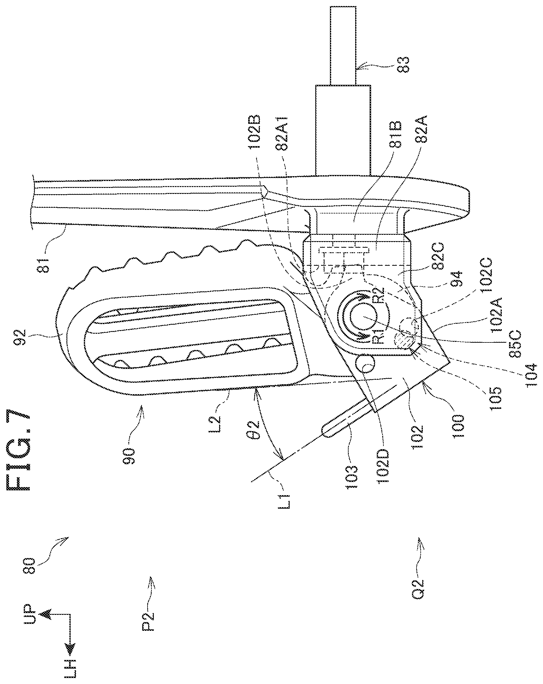 Patent US11772735 Figure 7 – Main step structure for saddle riding vehicle