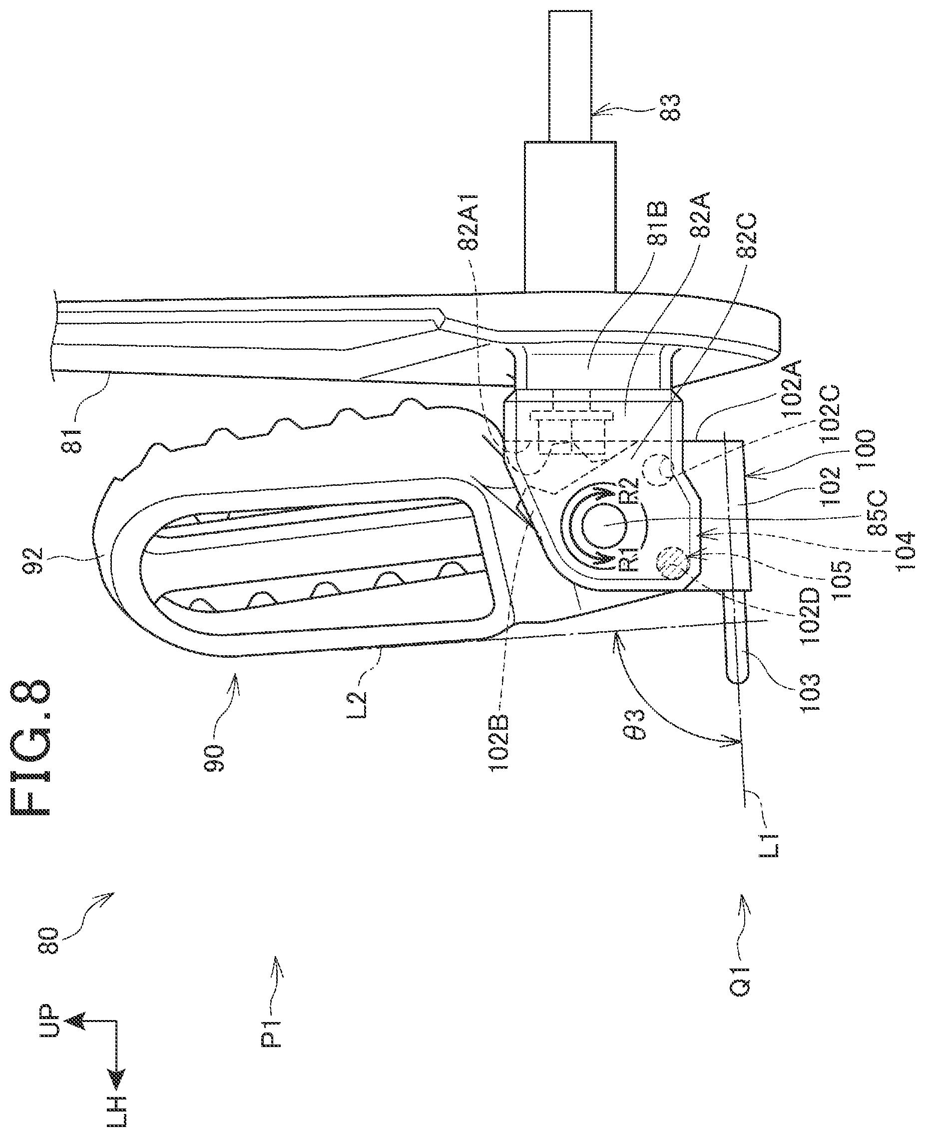 Patent US11772735 Figure 8 – Main step structure for saddle riding vehicle
