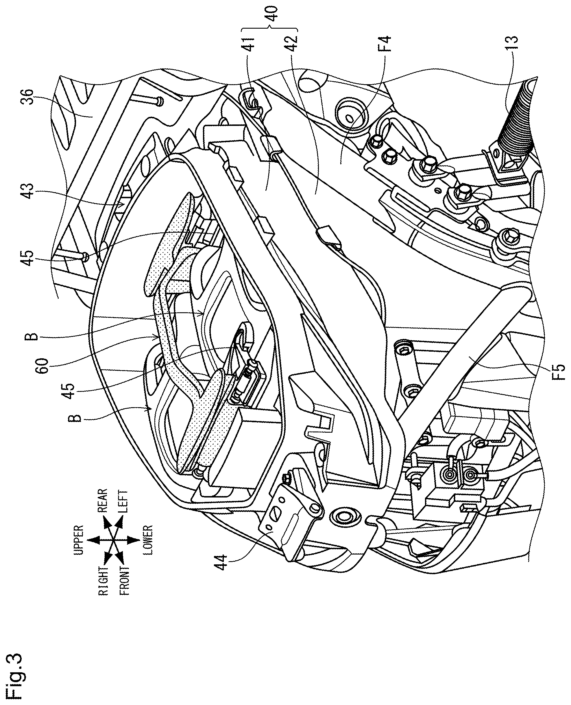 Patent US11772737 Figure 3 – Battery attaching/detaching structure for saddle-type vehicle