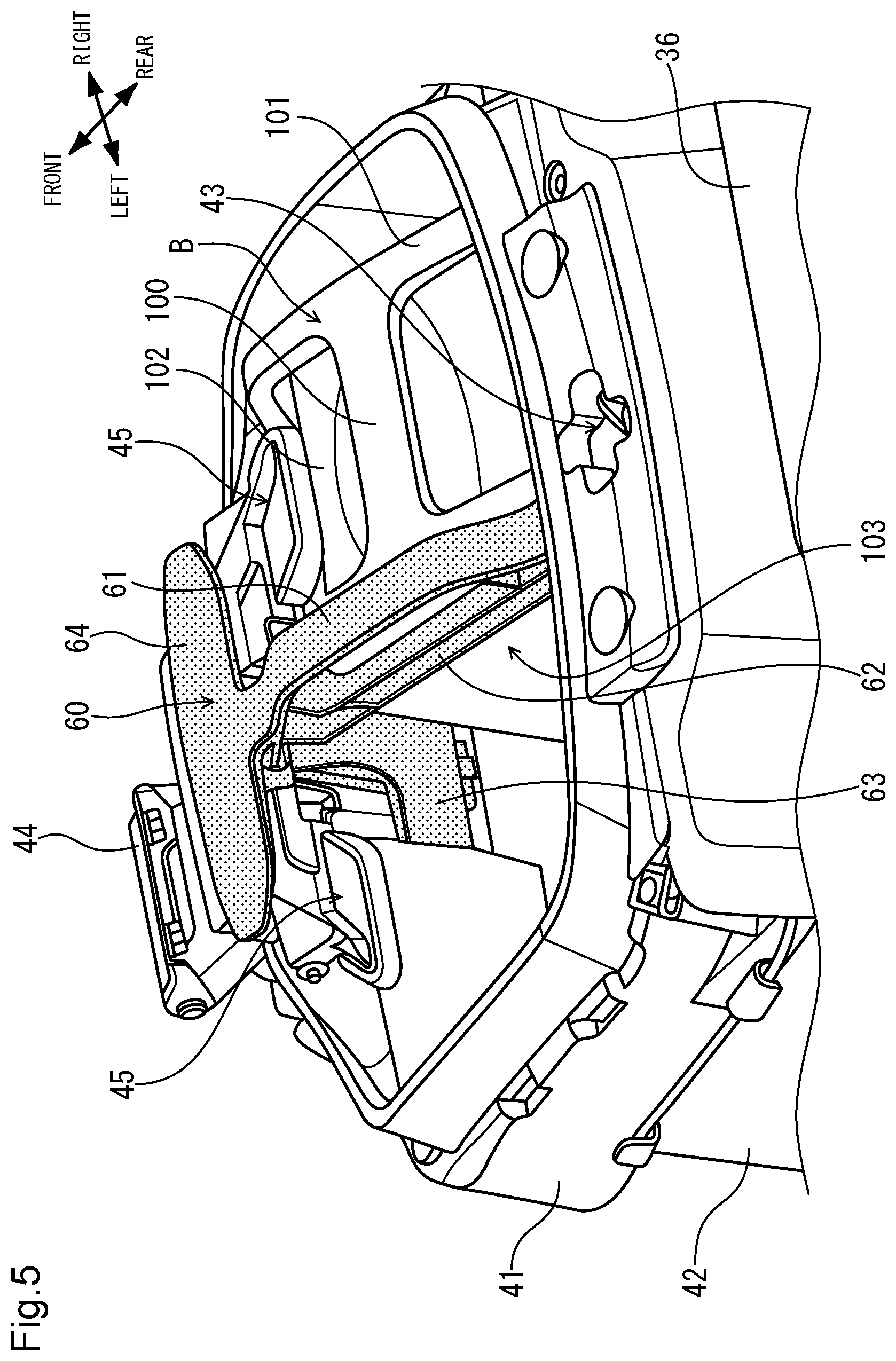 Patent US11772737 Figure 5 – Battery attaching/detaching structure for saddle-type vehicle