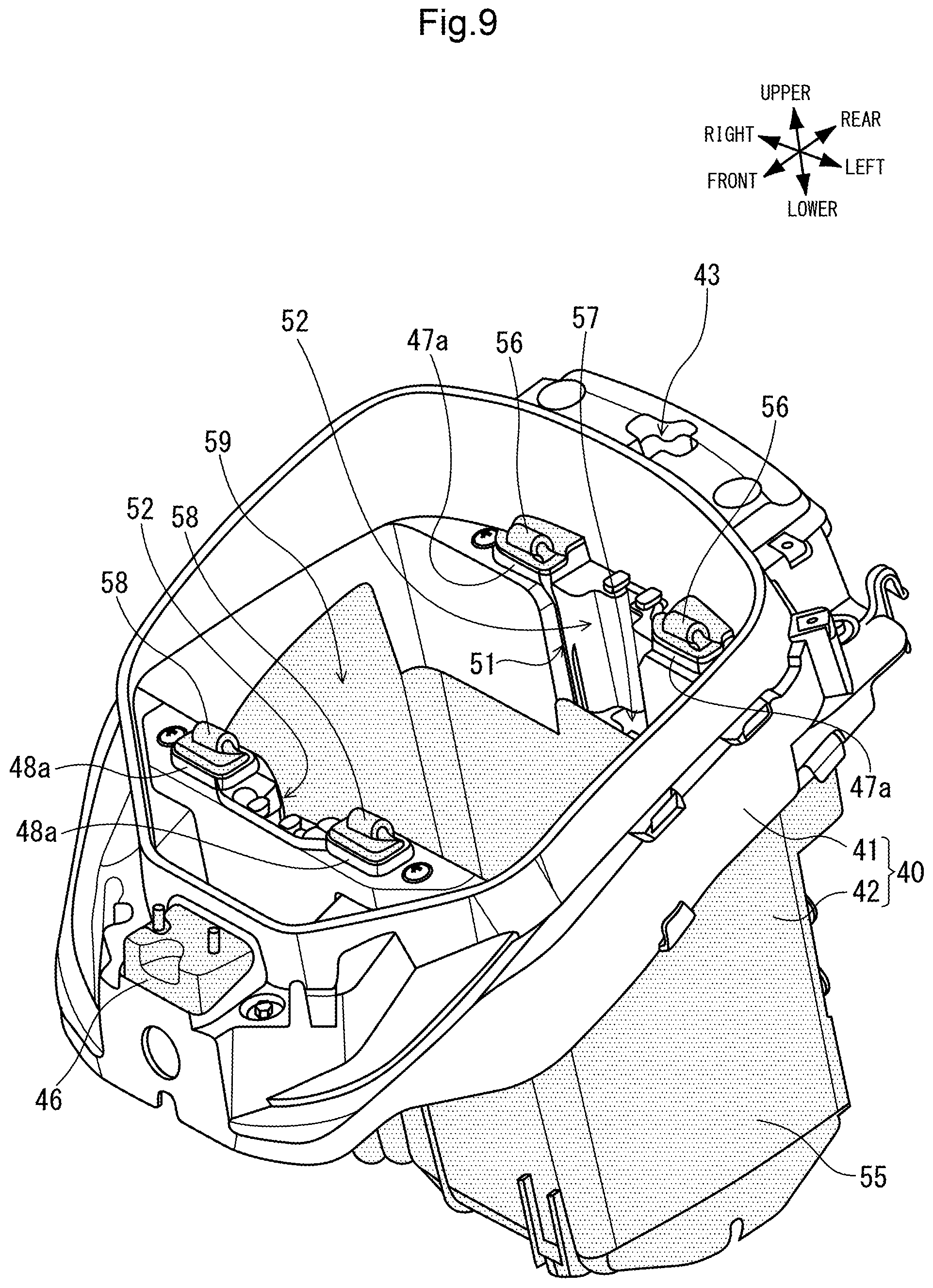 Patent US11772737 Figure 9 – Battery attaching/detaching structure for saddle-type vehicle