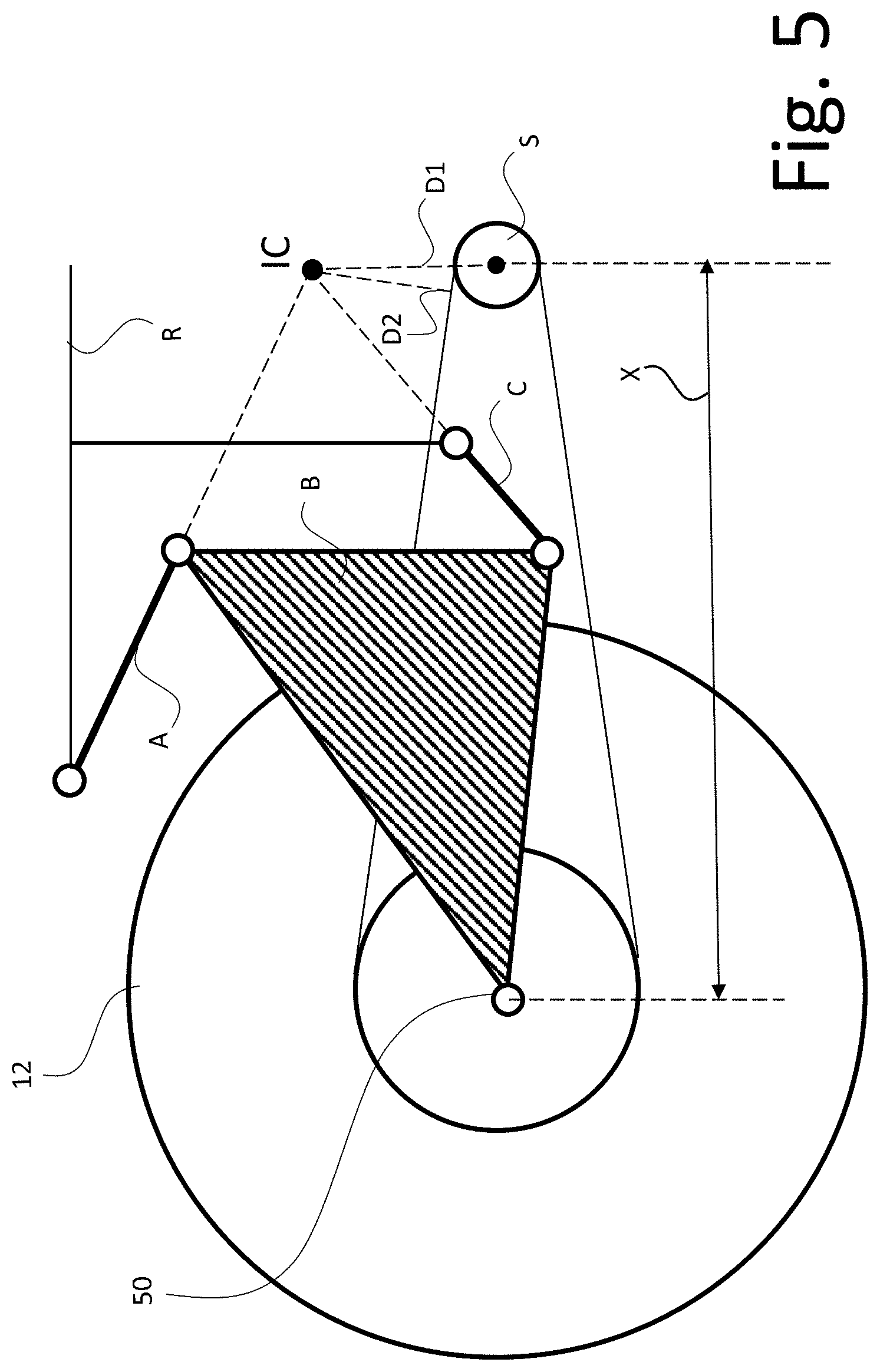 Patent US11772738 Figure 5 – Rear wheel linkage system for a chain-wheeled vehicle