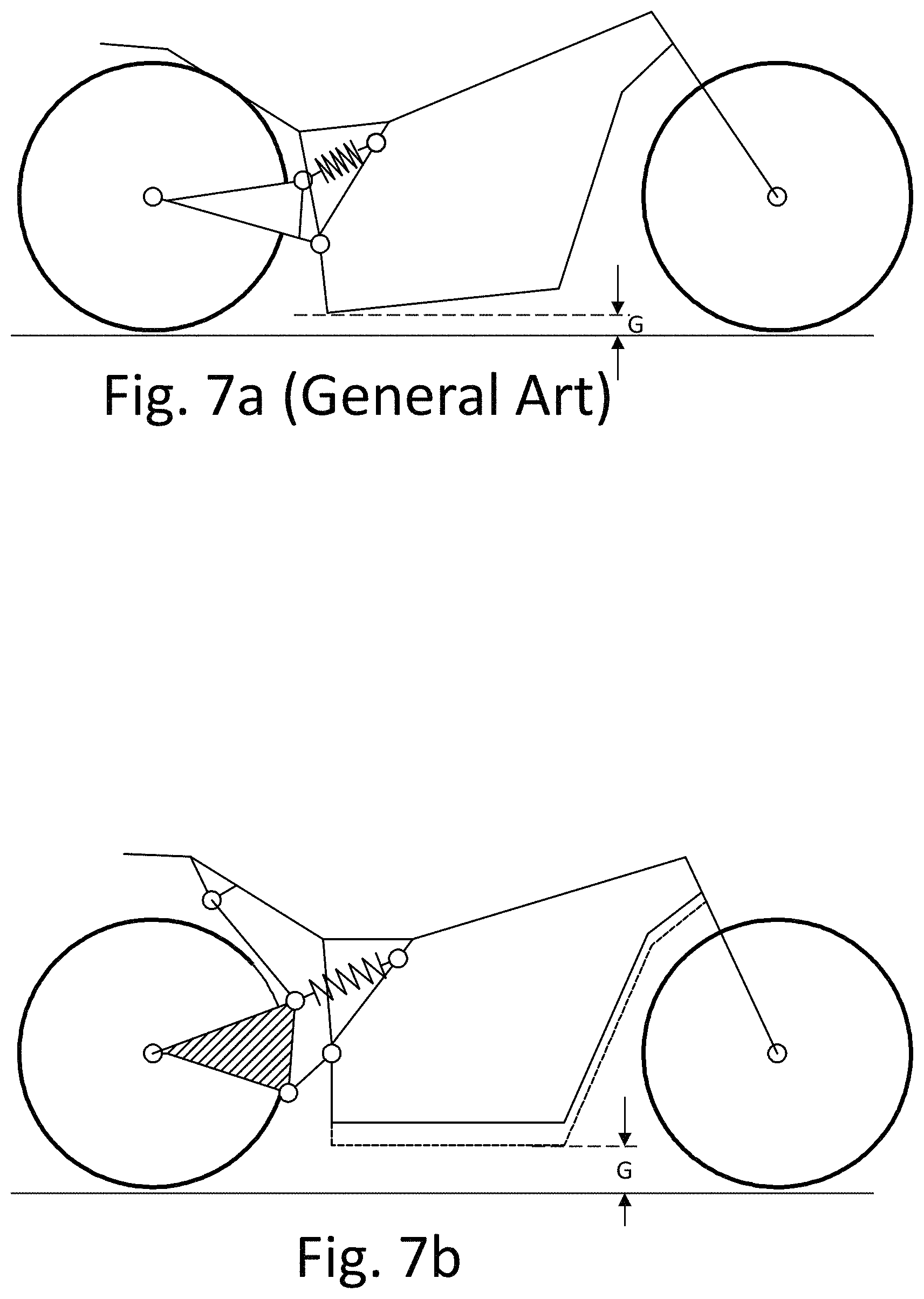 Patent US11772738 Figure 7 – Rear wheel linkage system for a chain-wheeled vehicle