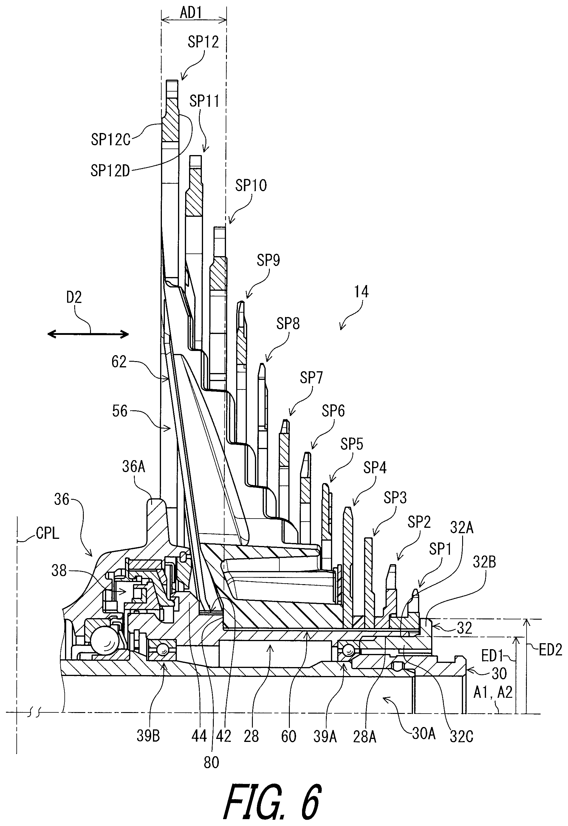 Patent US11772741 Figure 6 – Sprocket support