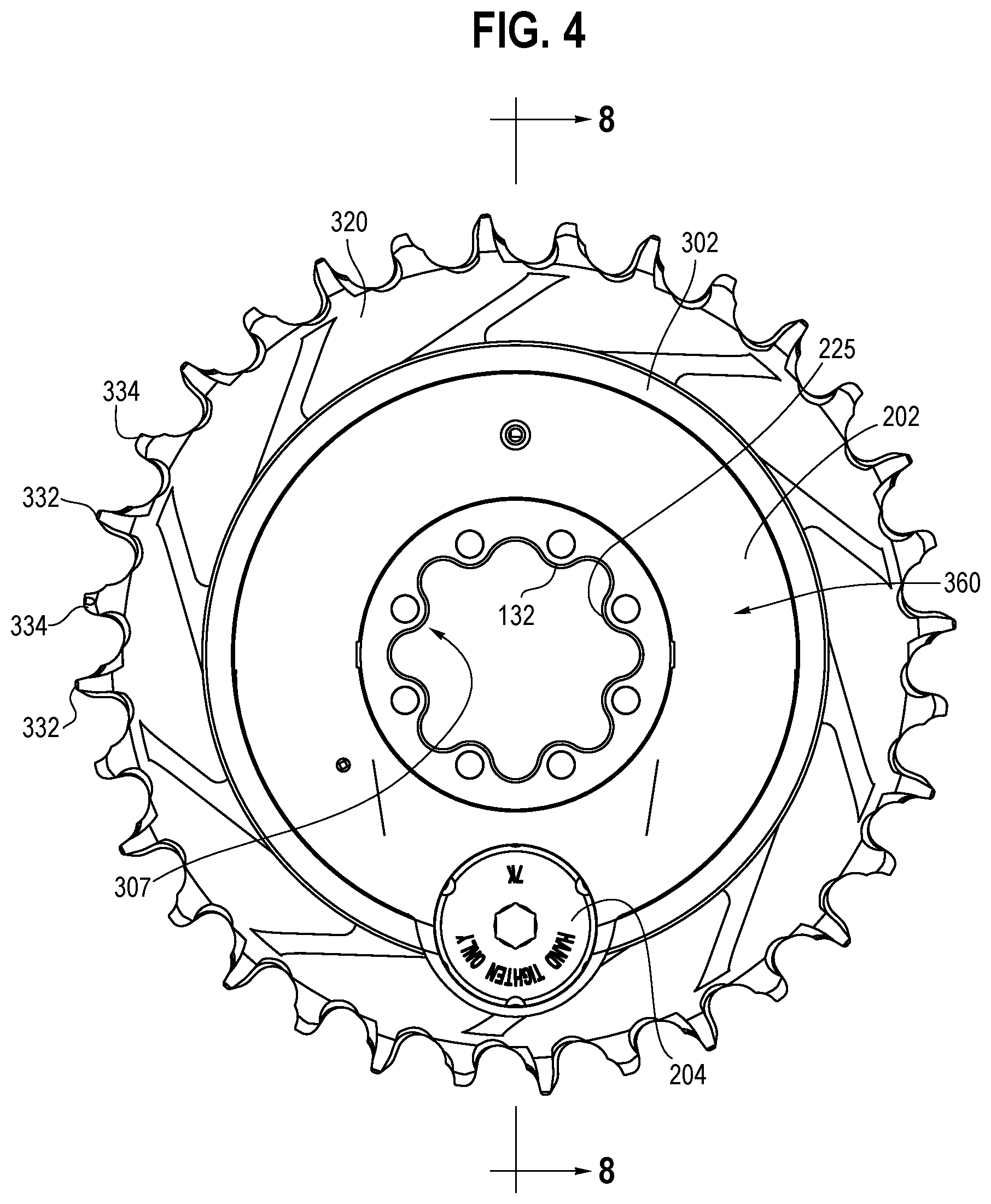 Patent US11772742 Figure 4 – Front chainring assembly
