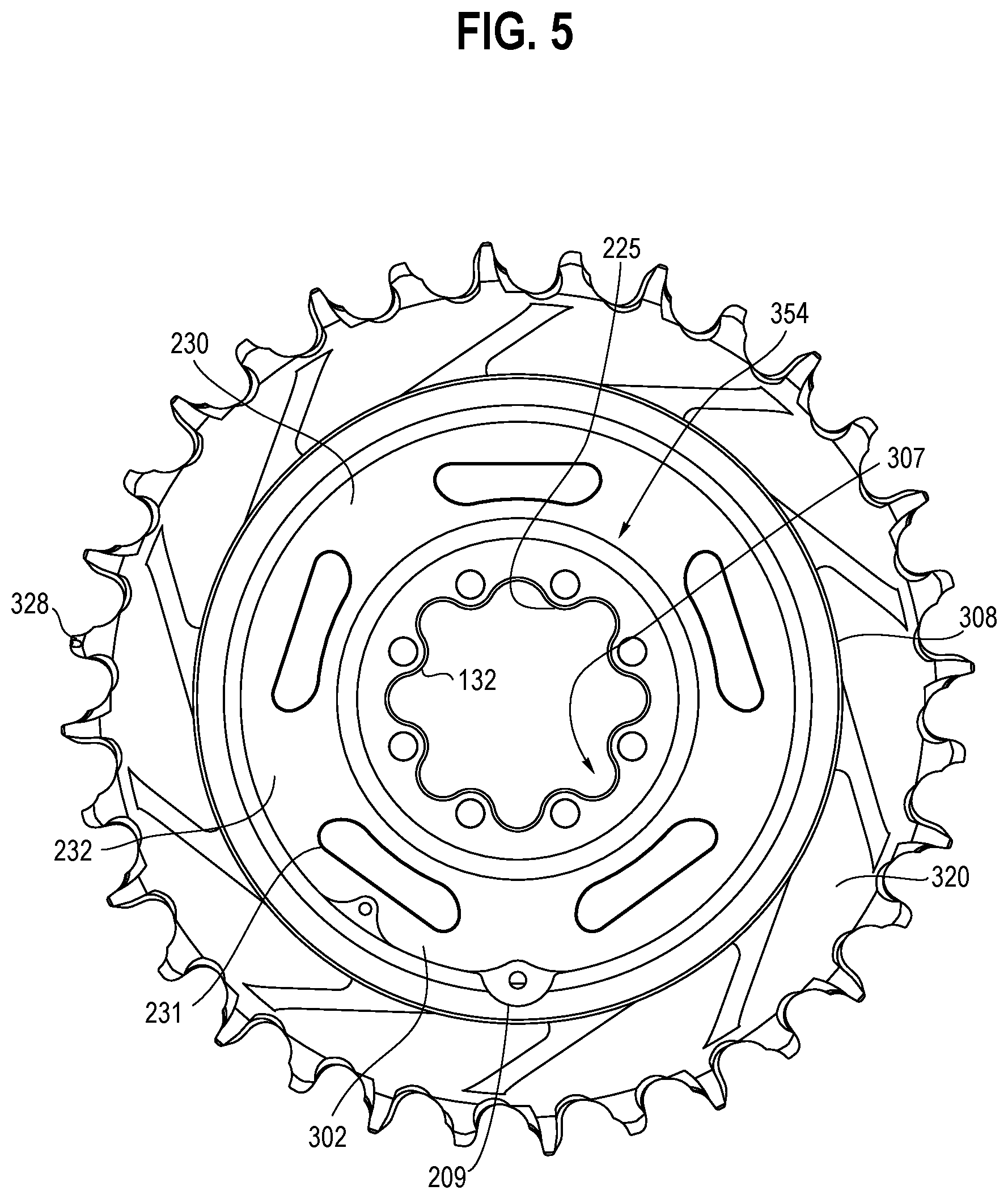 Patent US11772742 Figure 5 – Front chainring assembly