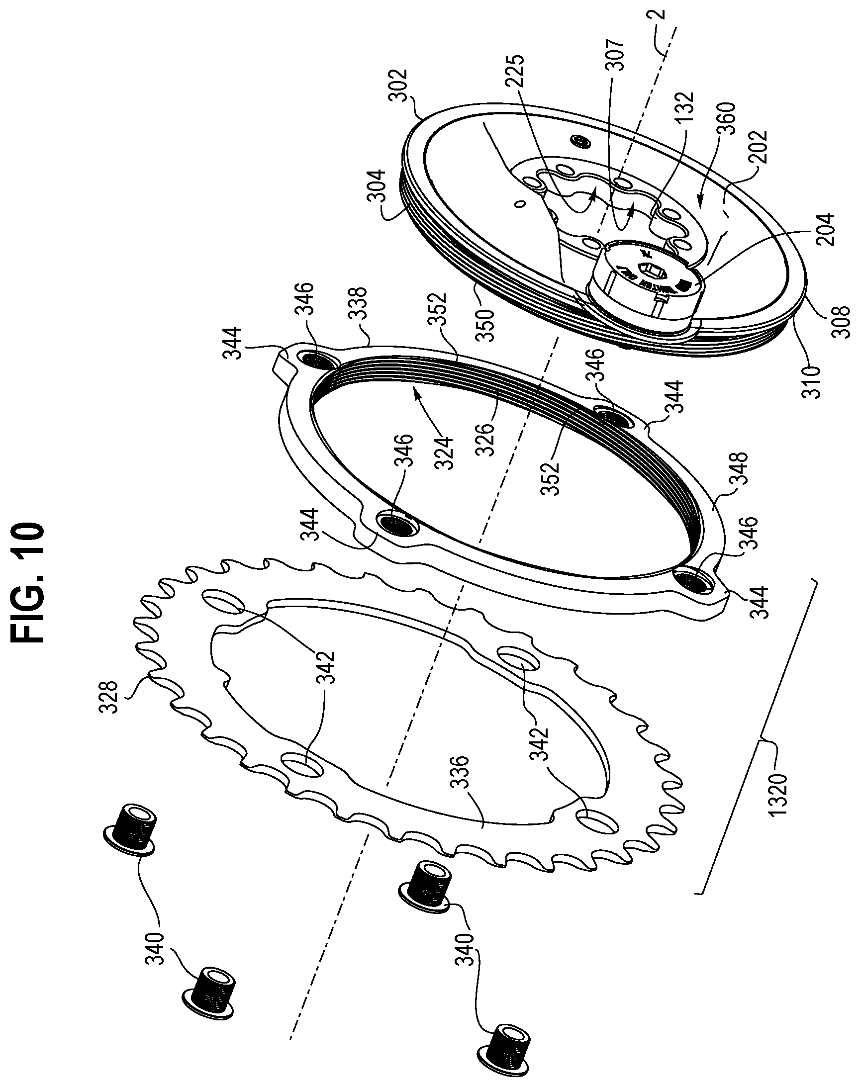 Patent US11772742 Figure 9 – Front chainring assembly