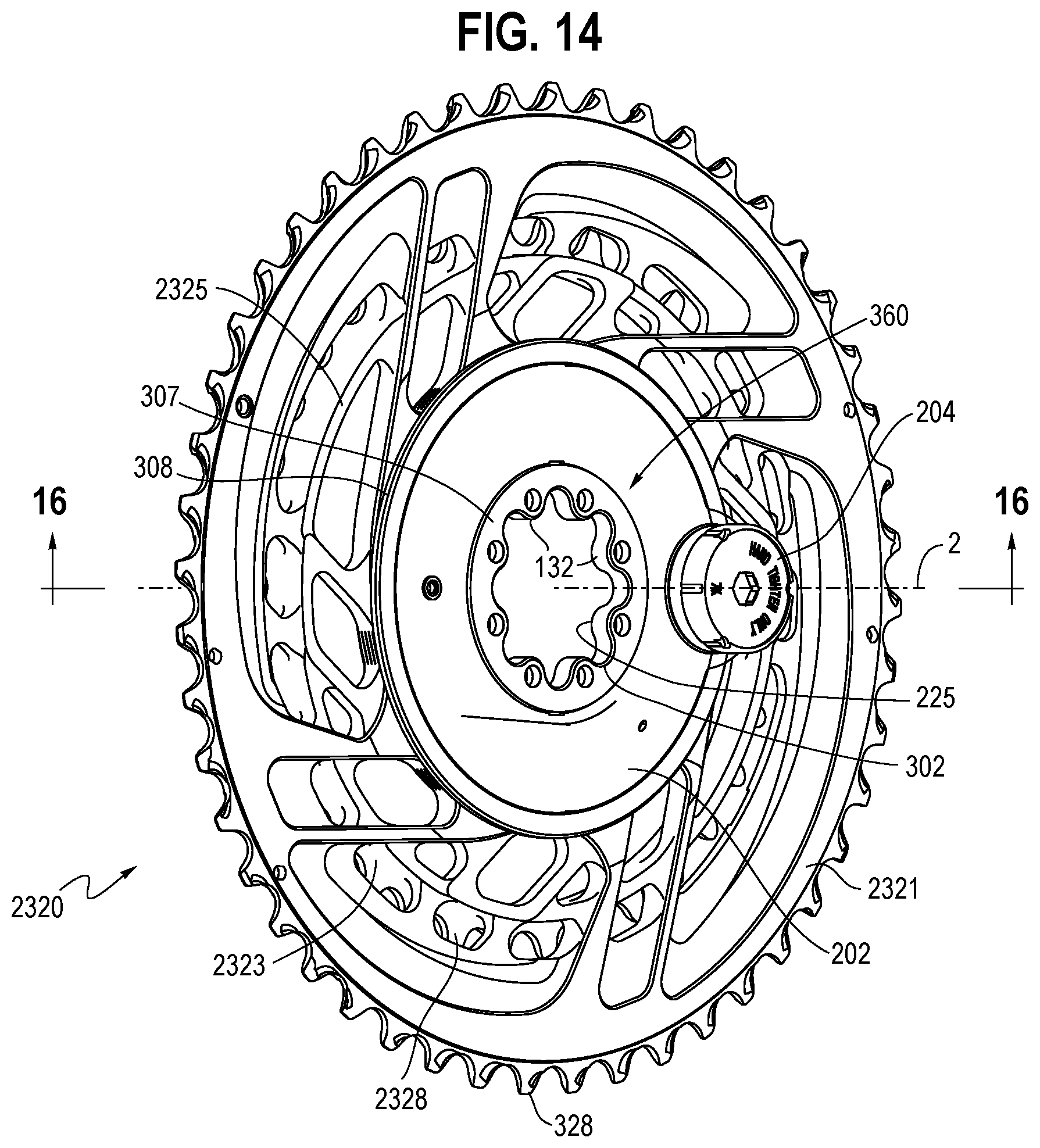 Patent US11772742 Figure 12 – Front chainring assembly