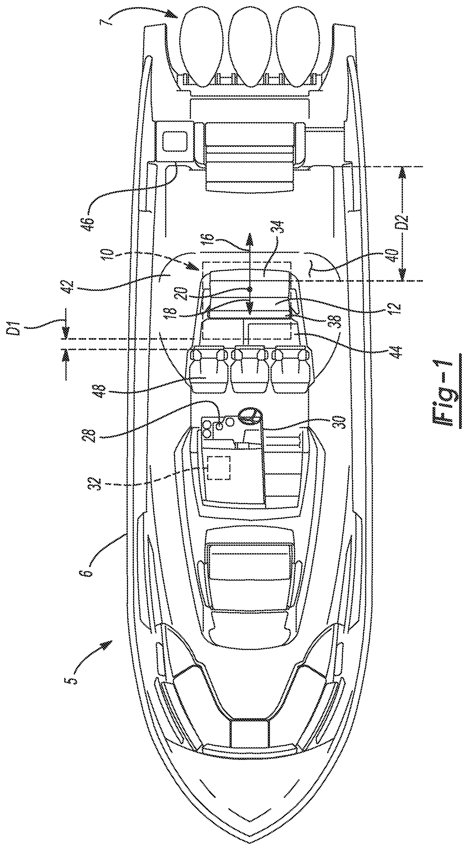 Patent US11772748 Figure 1 – Motorized slide system for manipulating a component of a boat