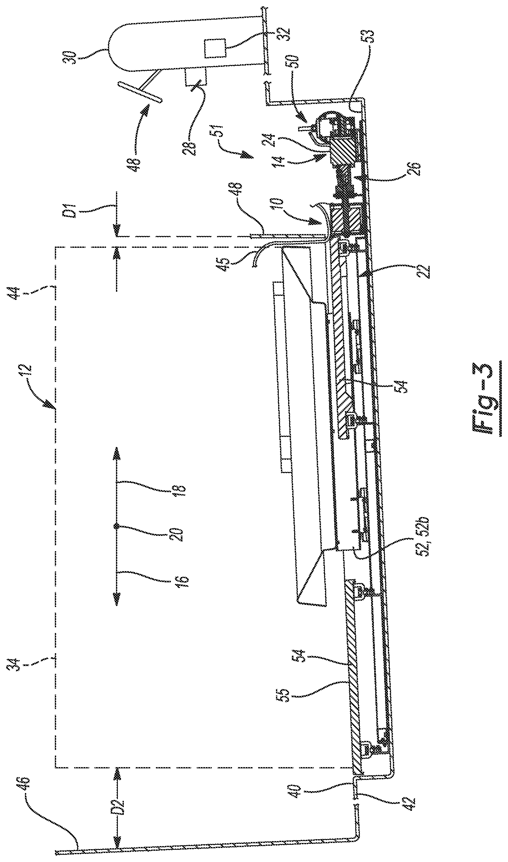 Patent US11772748 Figure 3 – Motorized slide system for manipulating a component of a boat