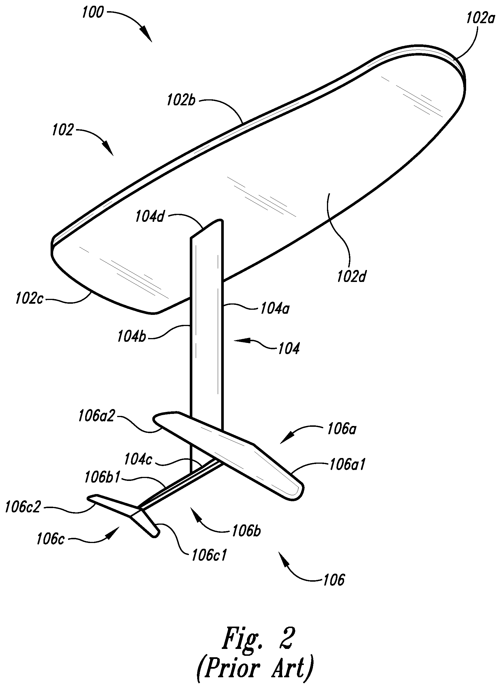 Patent US11772752 Figure 2 – Enhanced mast assembly for hydrofoil watersports board system
