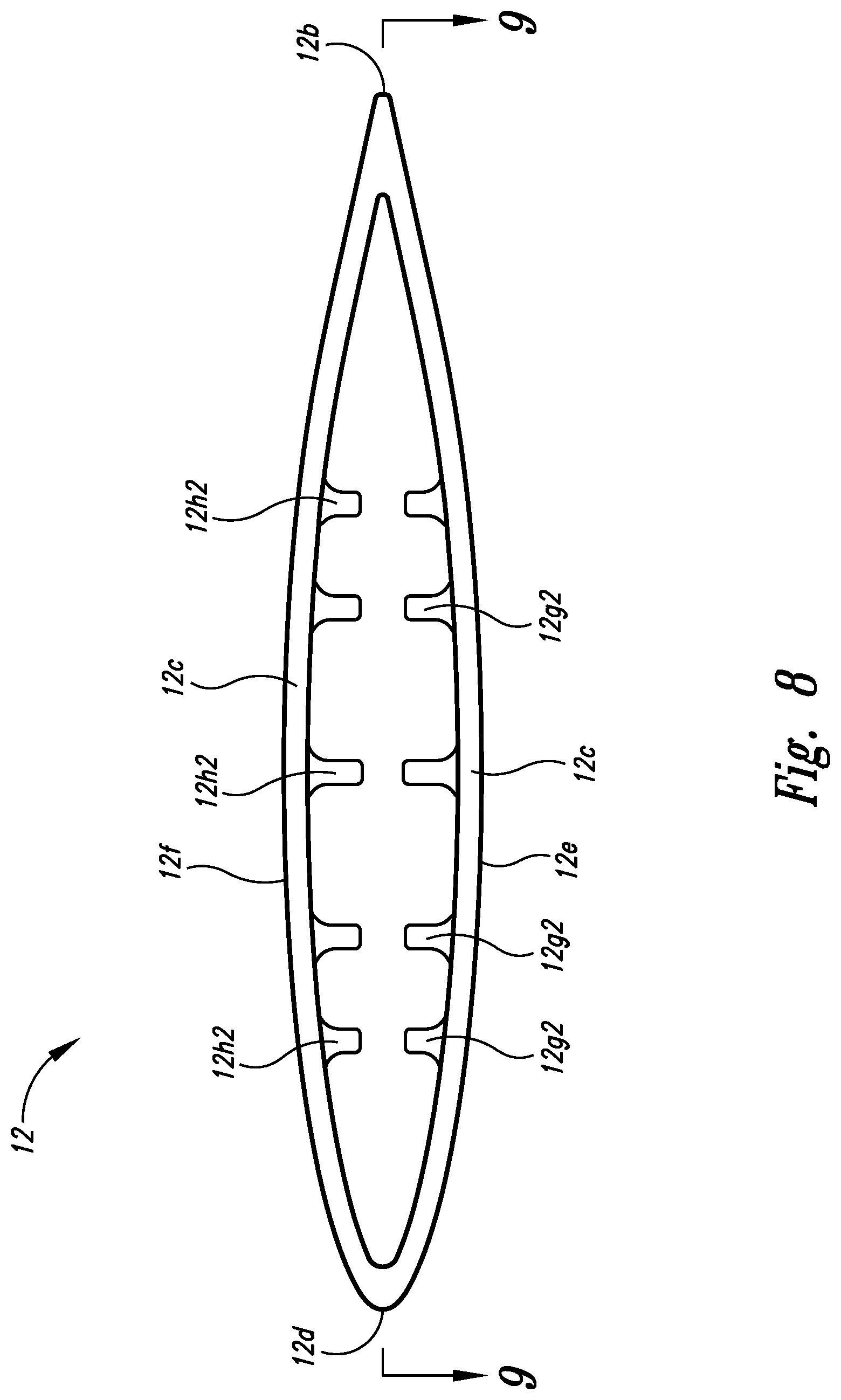 Patent US11772752 Figure 8 – Enhanced mast assembly for hydrofoil watersports board system