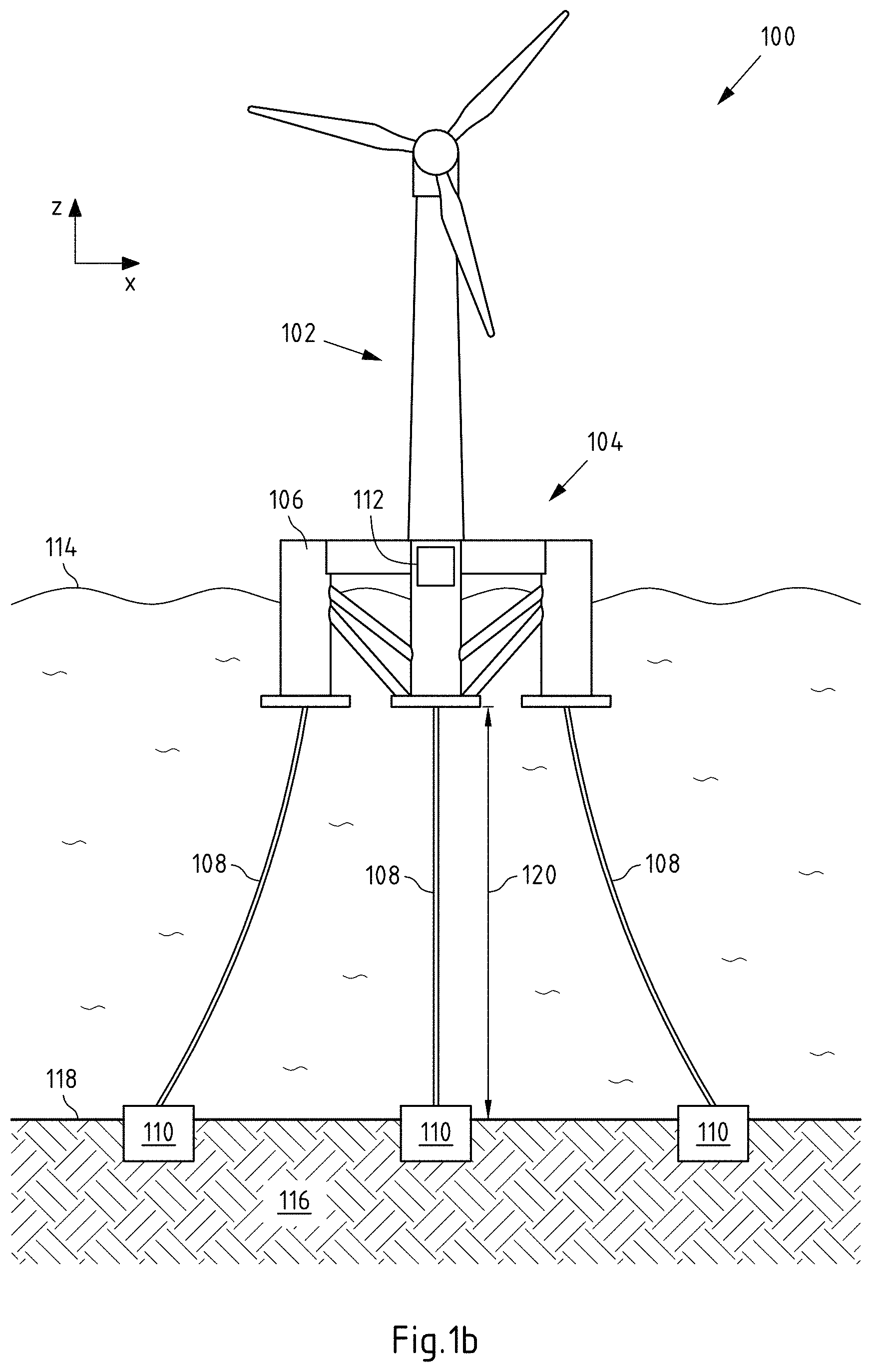 Patent US11772755 Figure 2 – Floatable offshore wind turbine