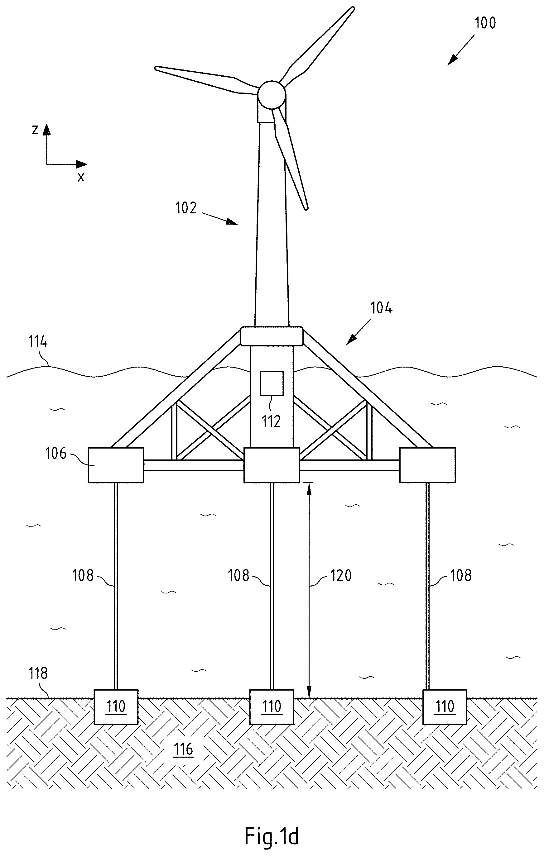 Patent US11772755 Figure 4 – Floatable offshore wind turbine