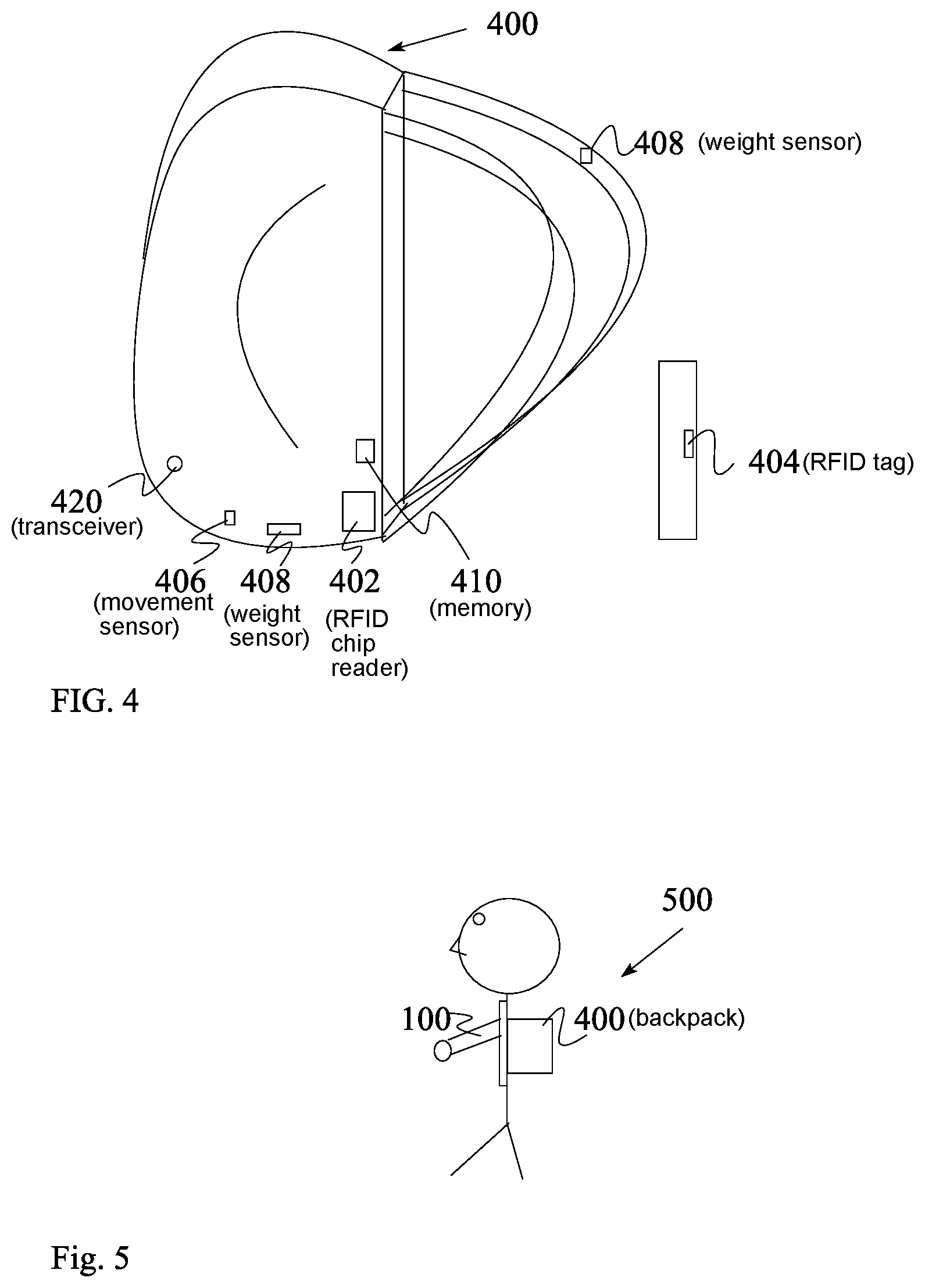 Patent US11772760 Figure 4 – Smart wetsuit, surfboard and backpack system