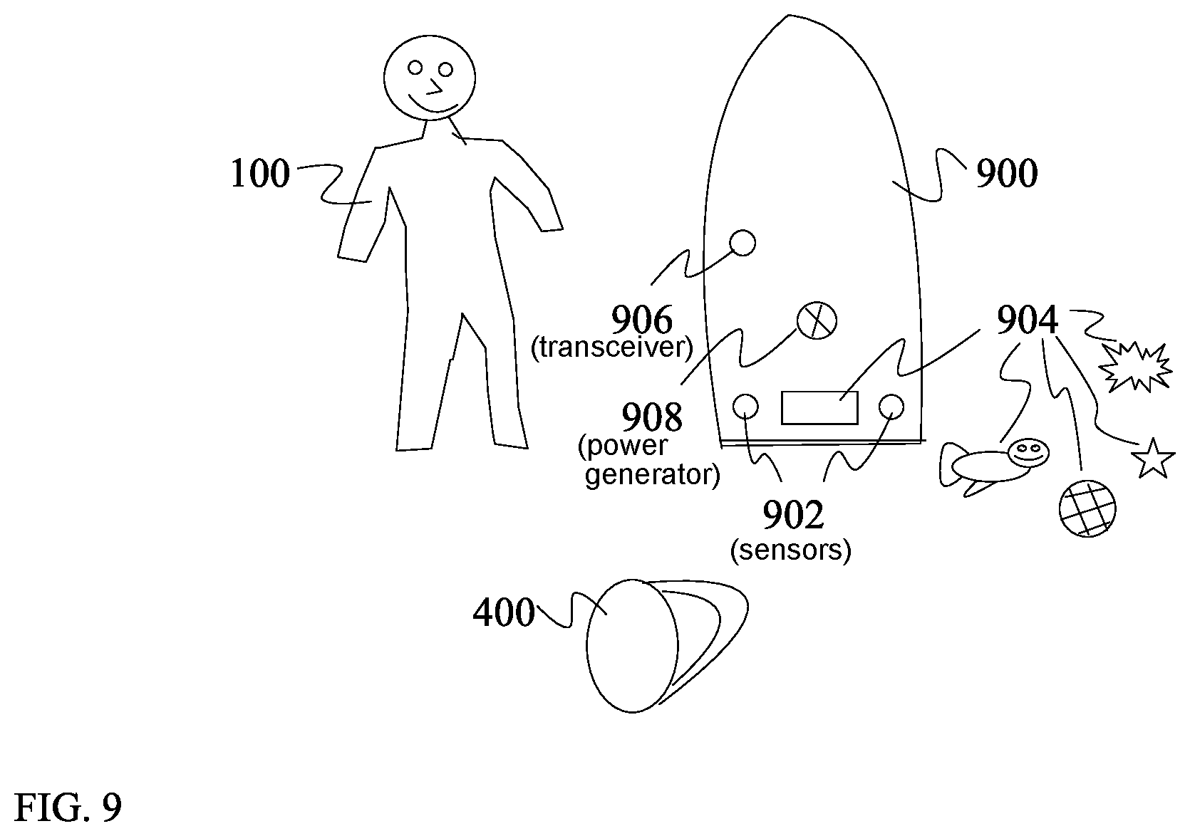 Patent US11772760 Figure 7 – Smart wetsuit, surfboard and backpack system