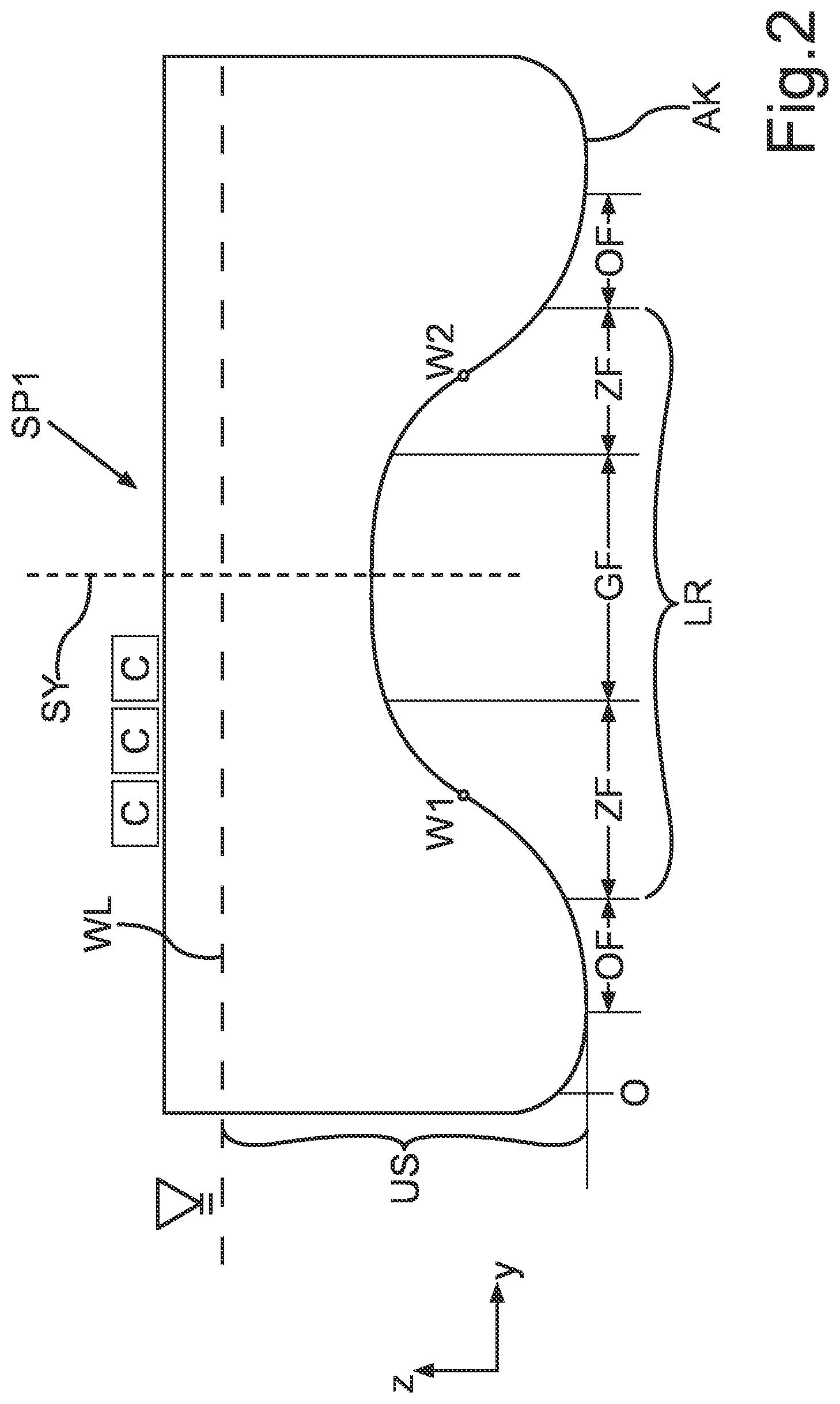 Patent US11772764 Figure 2 – Ship hull having a raised portion in the region of an underside of the ship hull
