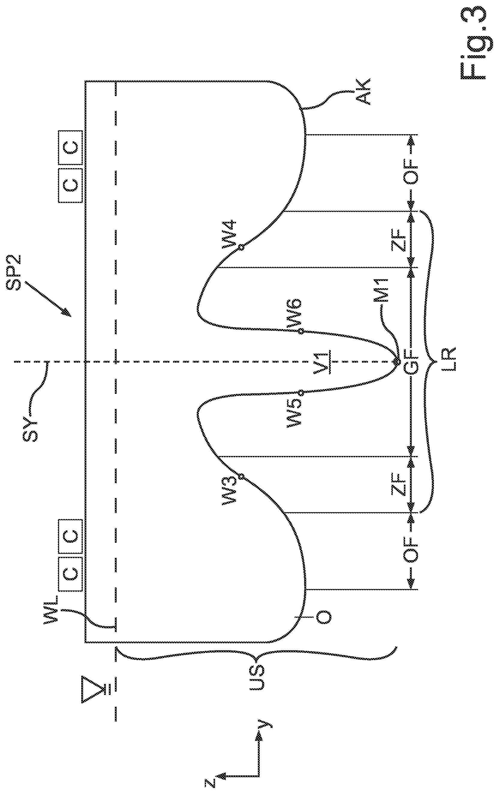 Patent US11772764 Figure 3 – Ship hull having a raised portion in the region of an underside of the ship hull