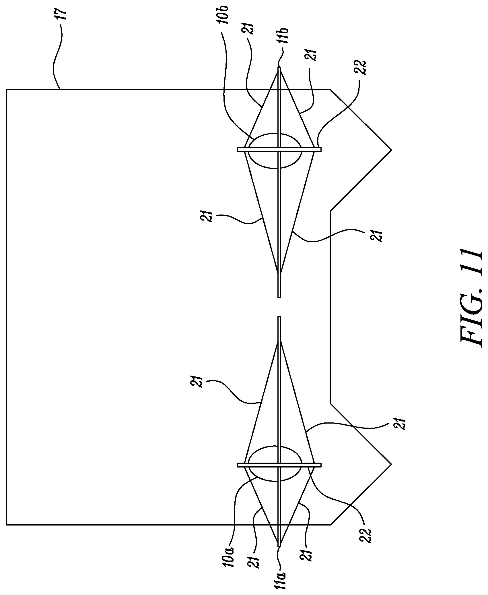 Patent US11772765 Figure 11 – Wind-propelled boat having parallel self-righting paired masts for wind-assisted propulsion for boats