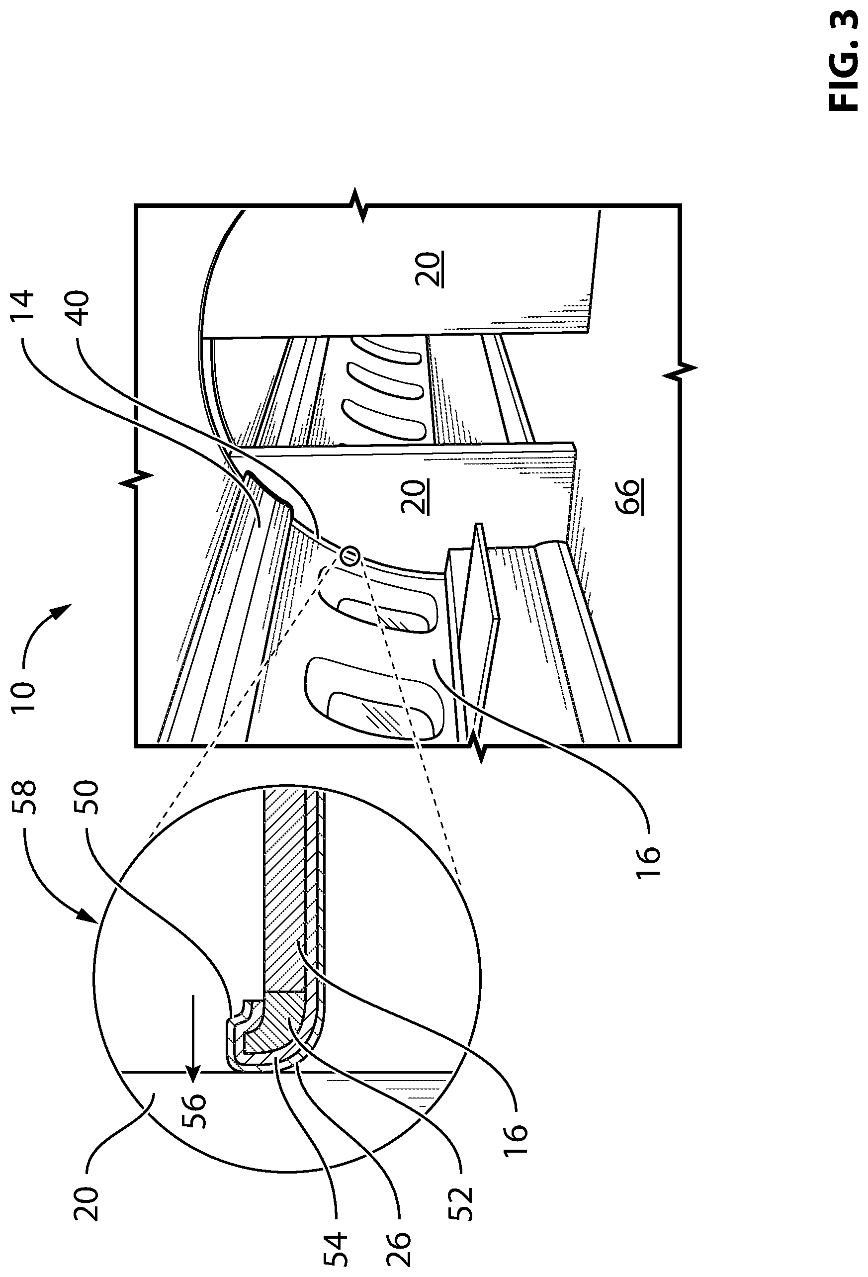 Patent US11772772 Figure 3 – Buffer zone for interior aircraft features