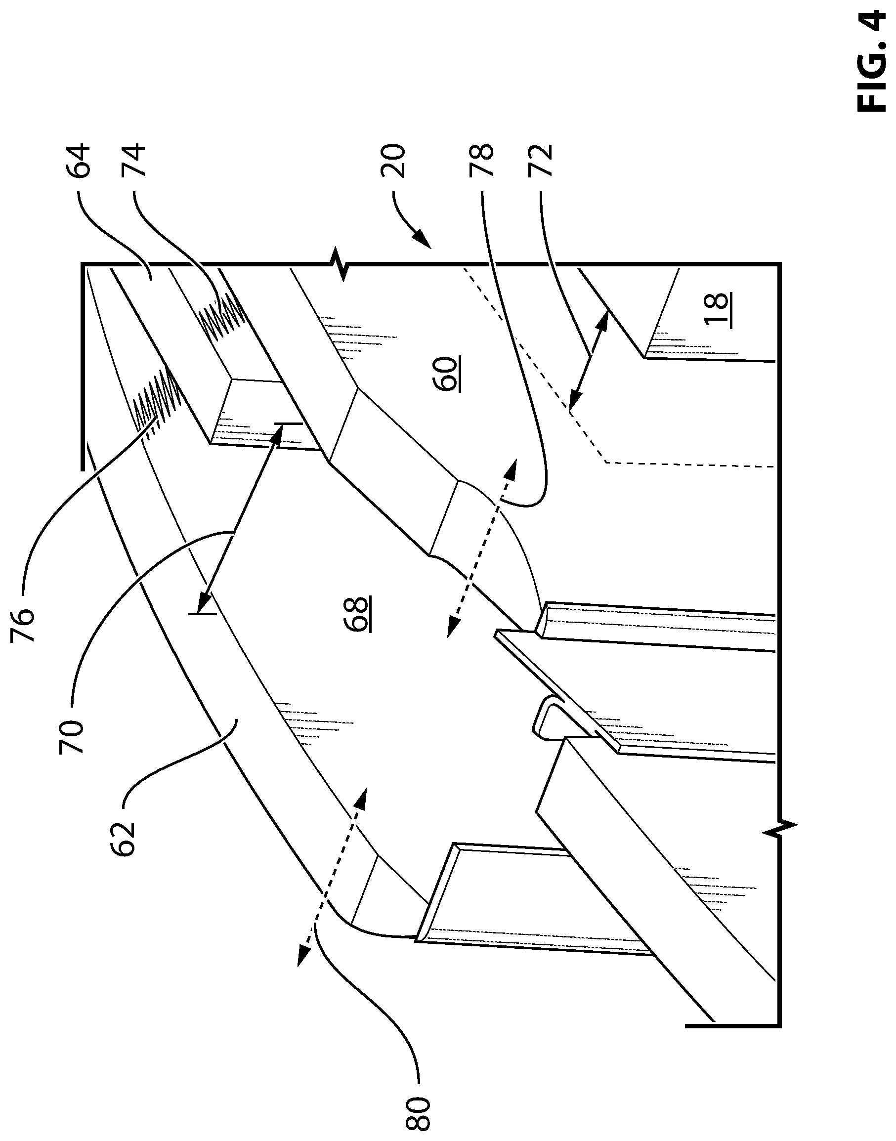 Patent US11772772 Figure 4 – Buffer zone for interior aircraft features