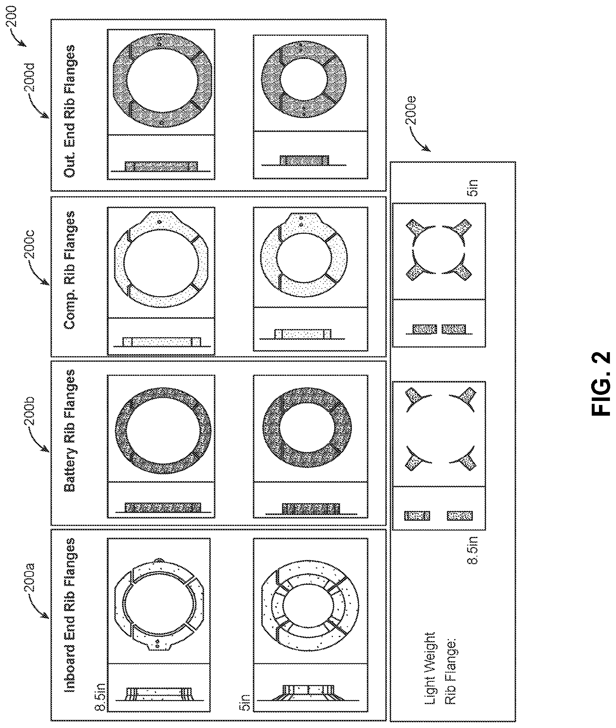 Patent US11772774 Figure 2 – Rib mounting flanges for an unmanned aerial vehicle