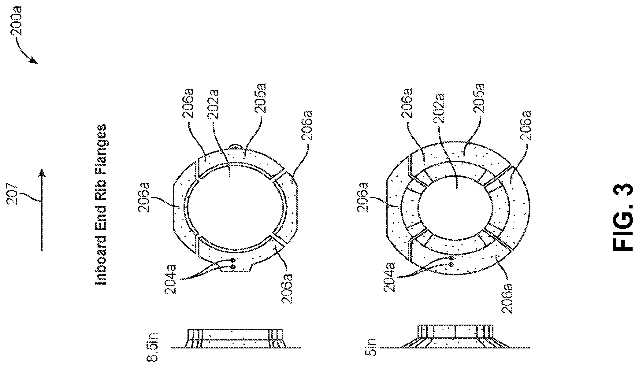 Patent US11772774 Figure 3 – Rib mounting flanges for an unmanned aerial vehicle