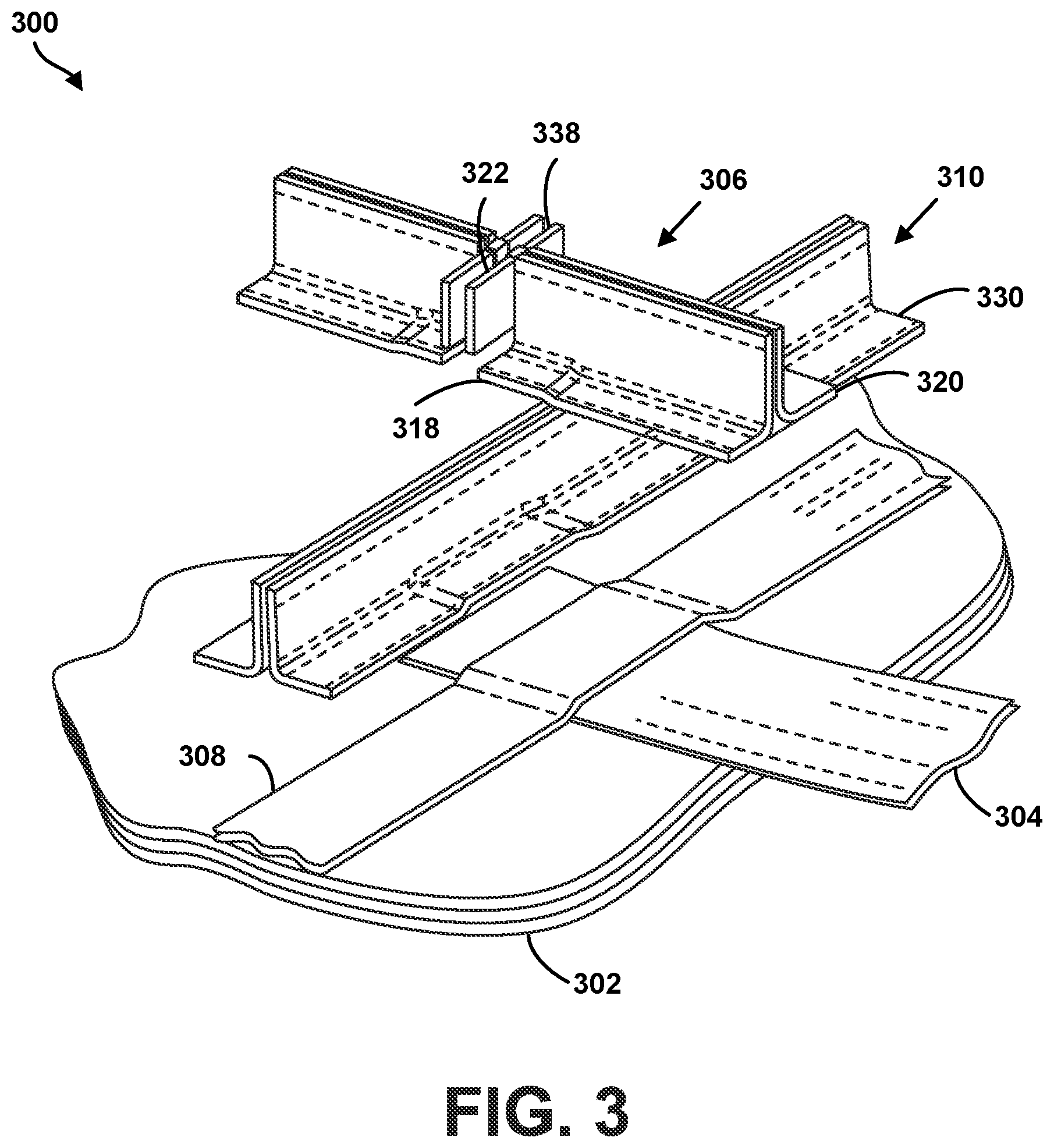 Patent US11772775 Figure 3 – Shear ties for aircraft wing