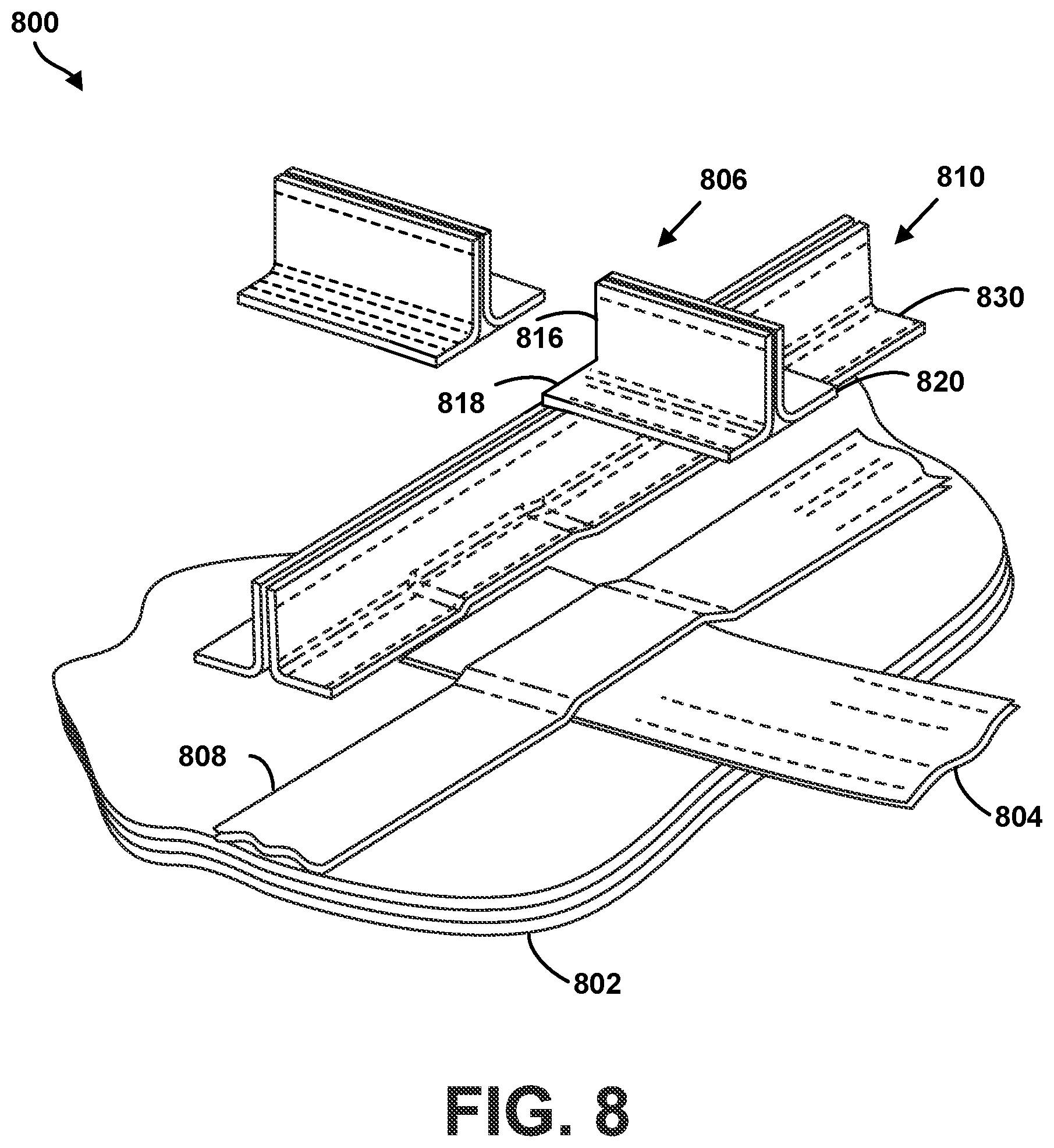 Patent US11772775 Figure 8 – Shear ties for aircraft wing