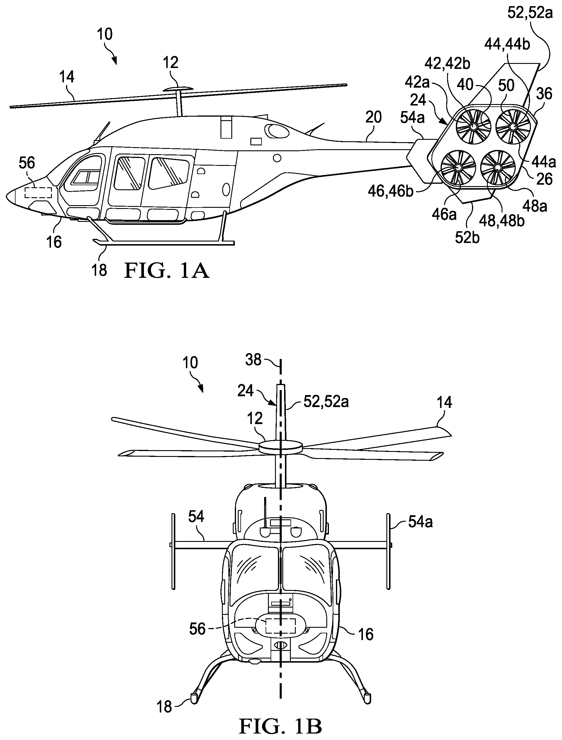 Patent US11772785 Figure 1 – Tail rotor configurations for rotorcraft yaw control systems