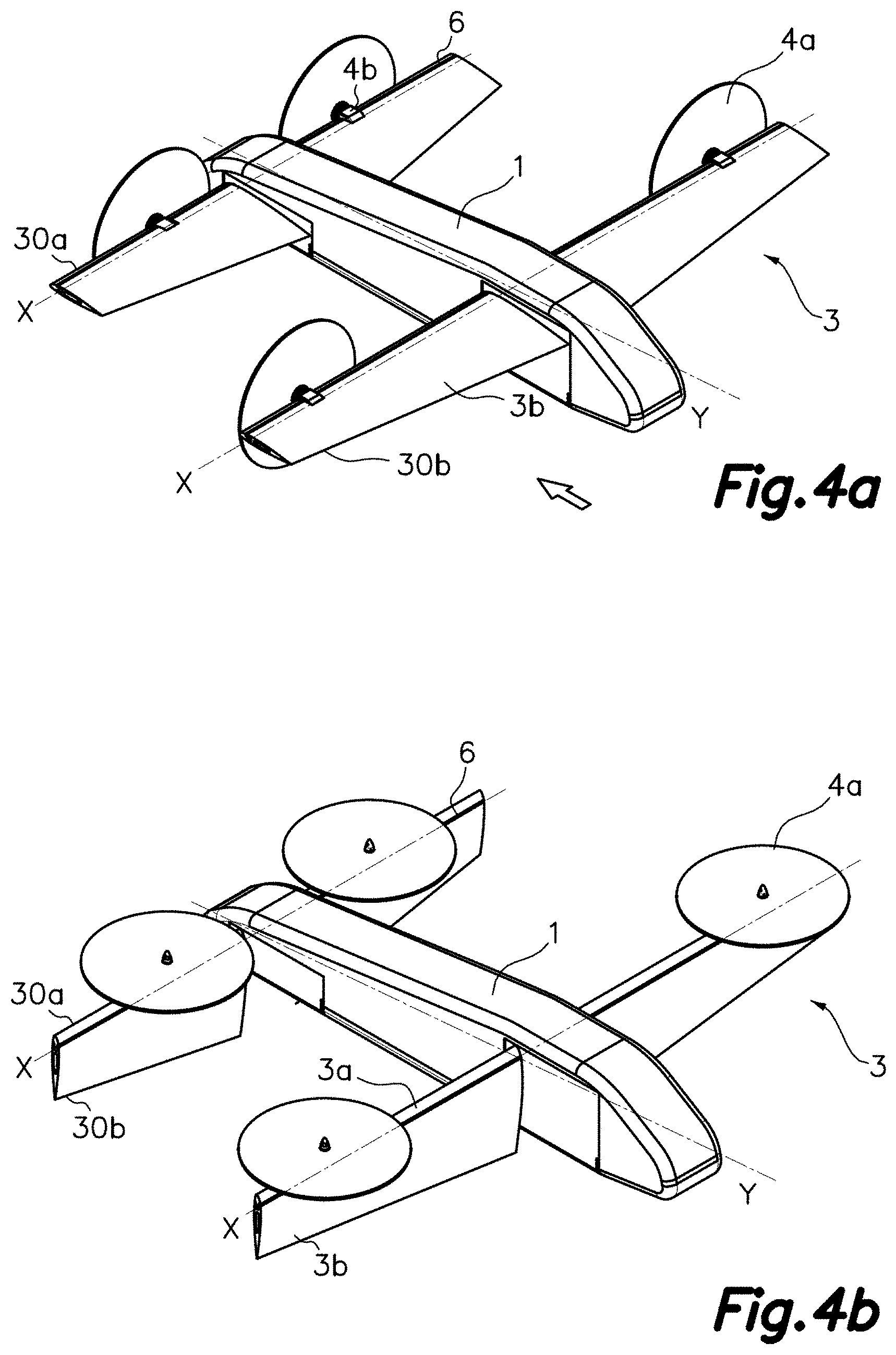 Patent US11772787 Figure 3 – Unmanned aerial vehicle with different flight modes