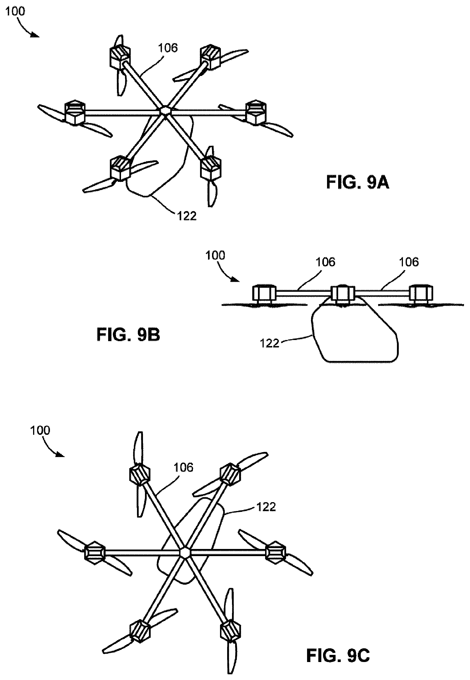 Patent US11772794 Figure 7 – Pilotless transportation aerial-vehicle having distributed-batteries and powering method therefor