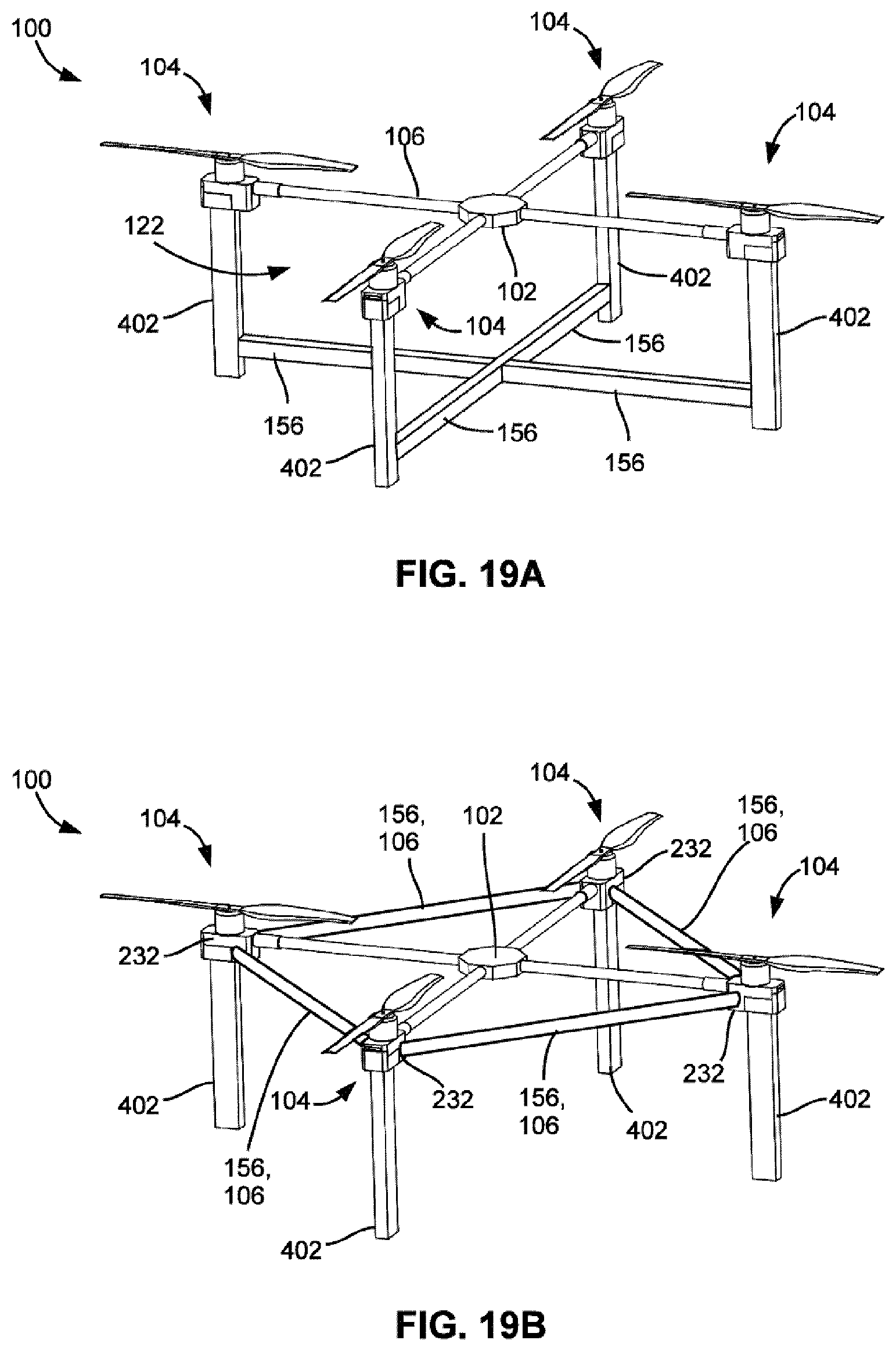 Patent US11772794 Figure 14 – Pilotless transportation aerial-vehicle having distributed-batteries and powering method therefor